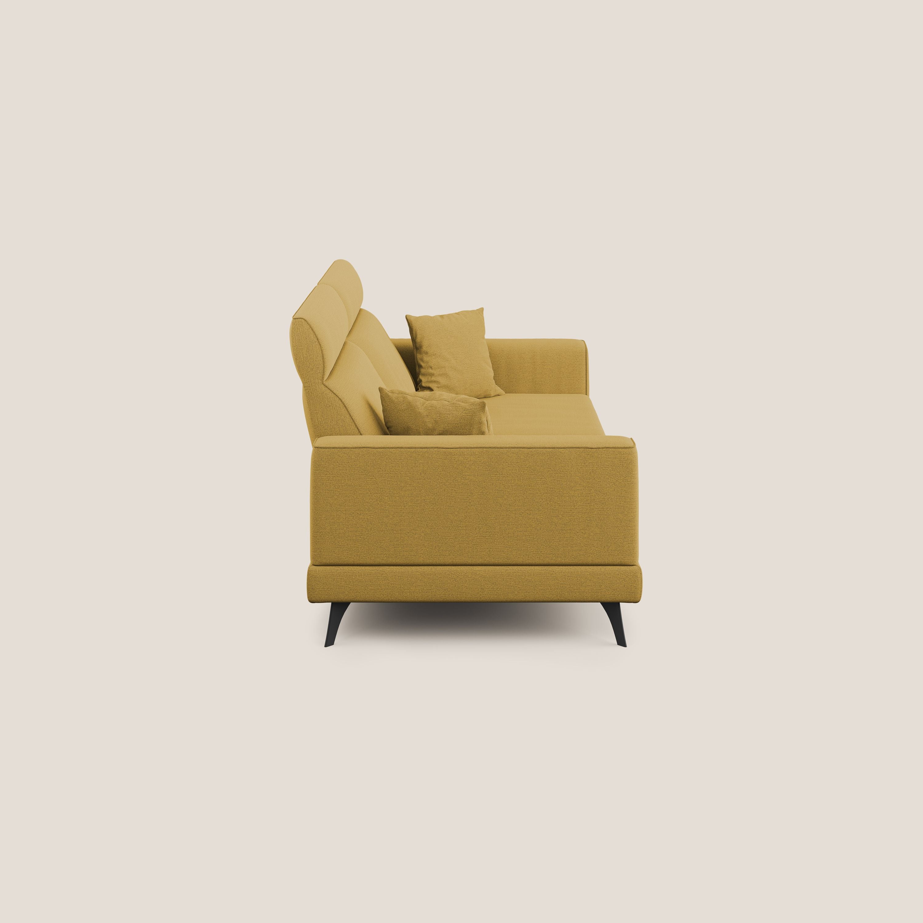 Slide Divano con schienali traslanti e poggiatesta in tessuto simil cotone impermeabile T19 giallo - divani.store