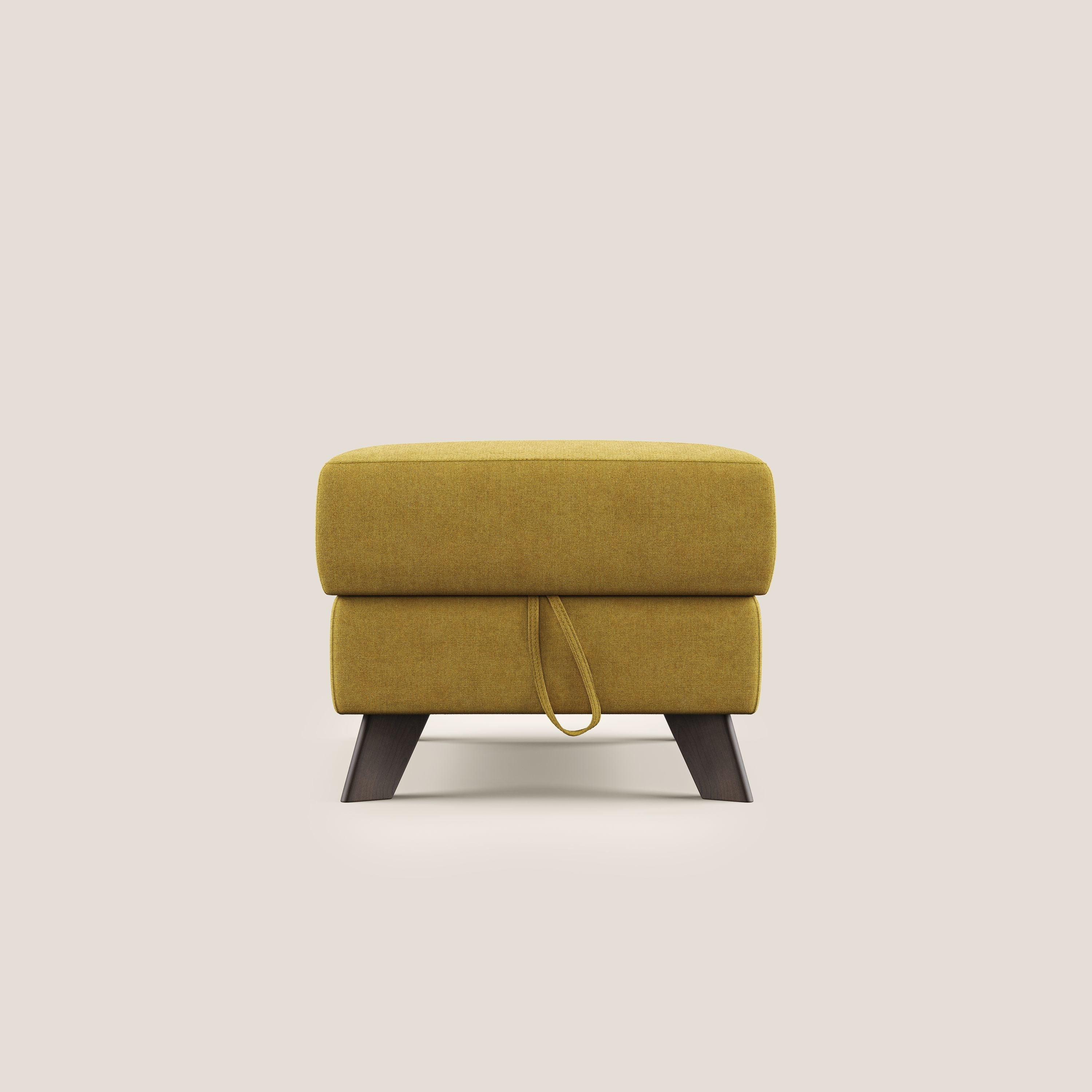 Moon Pouf contenitore e piedini alti in tessuto morbido impermeabile T02 giallo - divani.store