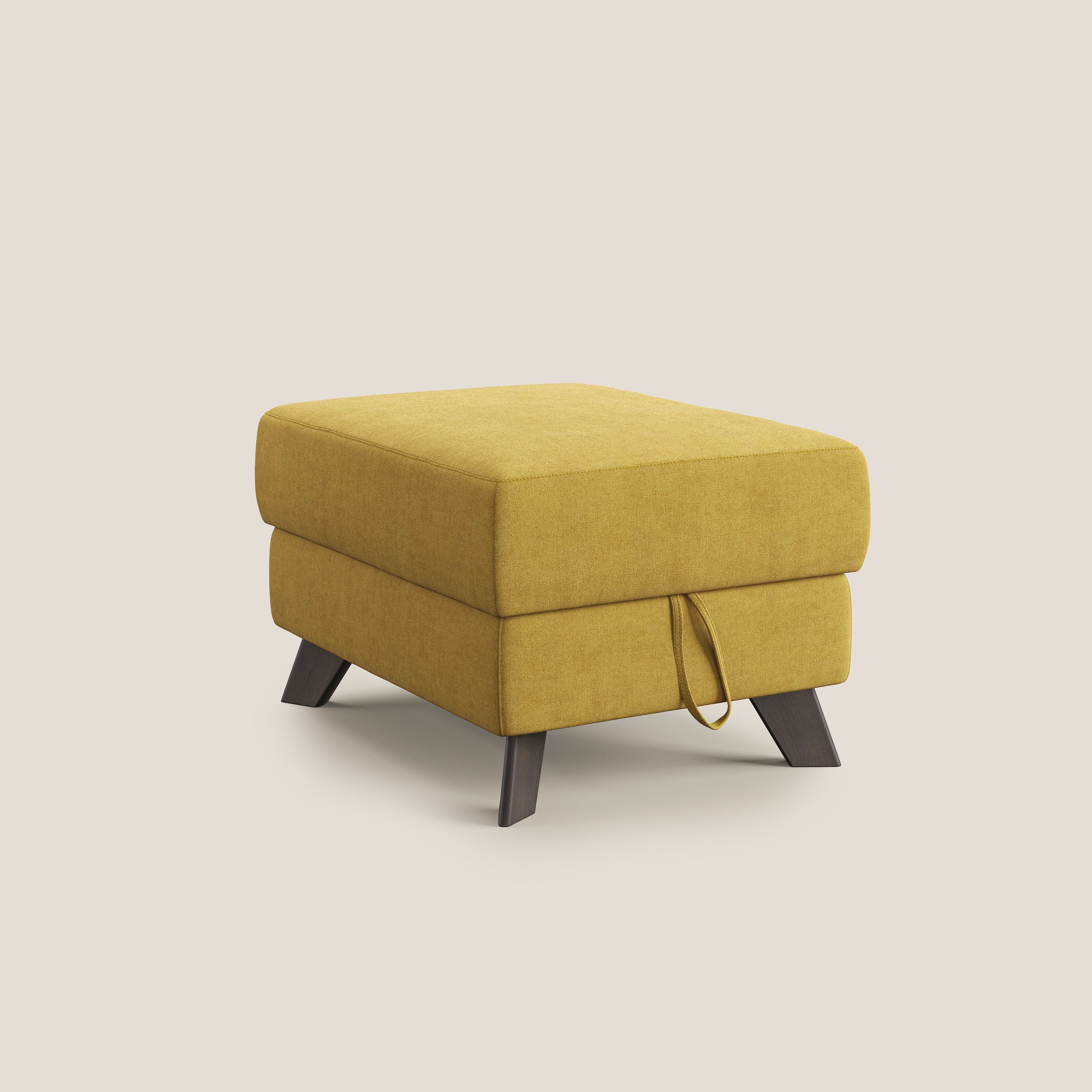 Moon Pouf contenitore e piedini alti in tessuto morbido impermeabile T02 giallo - divani.store
