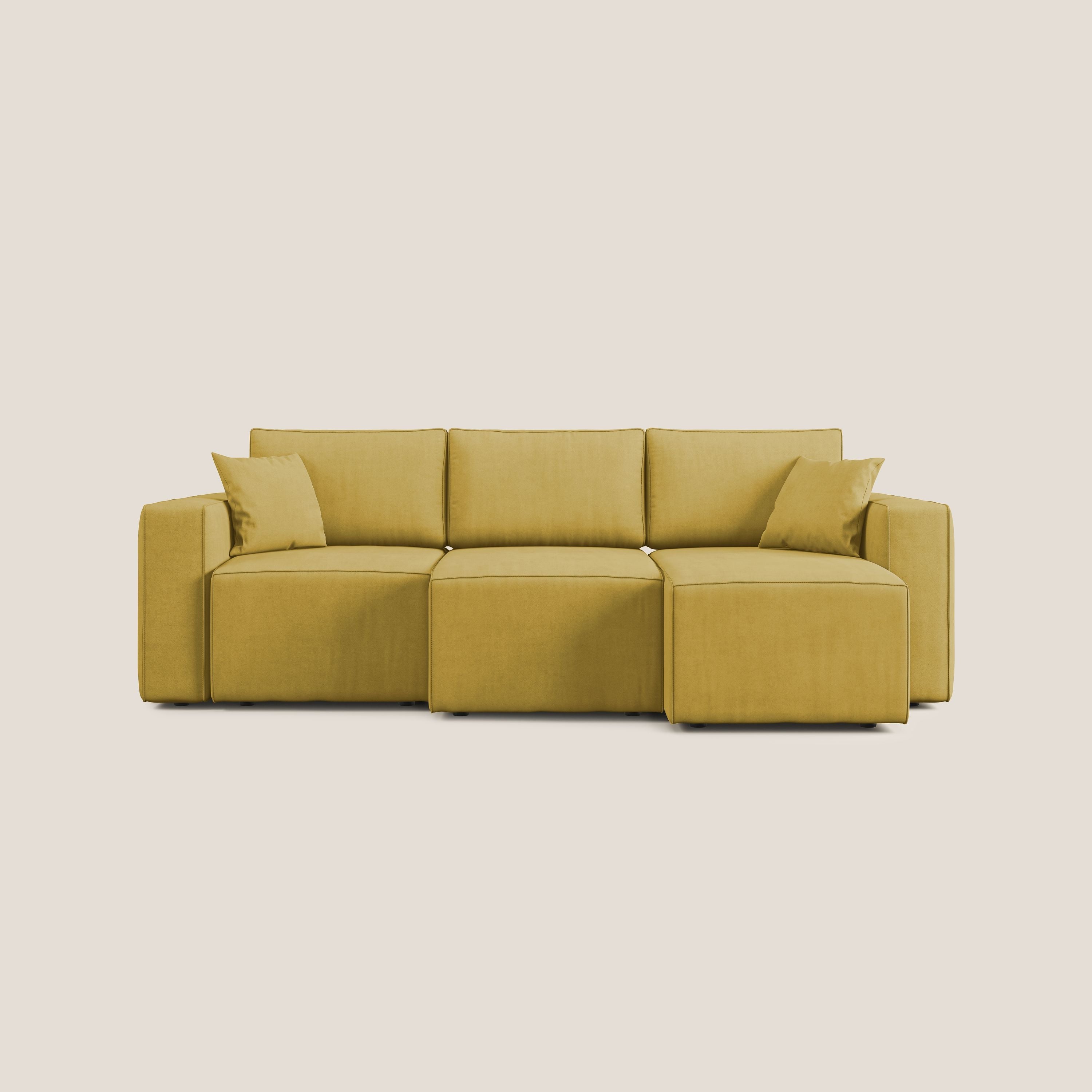 Morfeo divano con 3 sedute estraibili in morbido tessuto impermeabile T02 giallo - divani.store