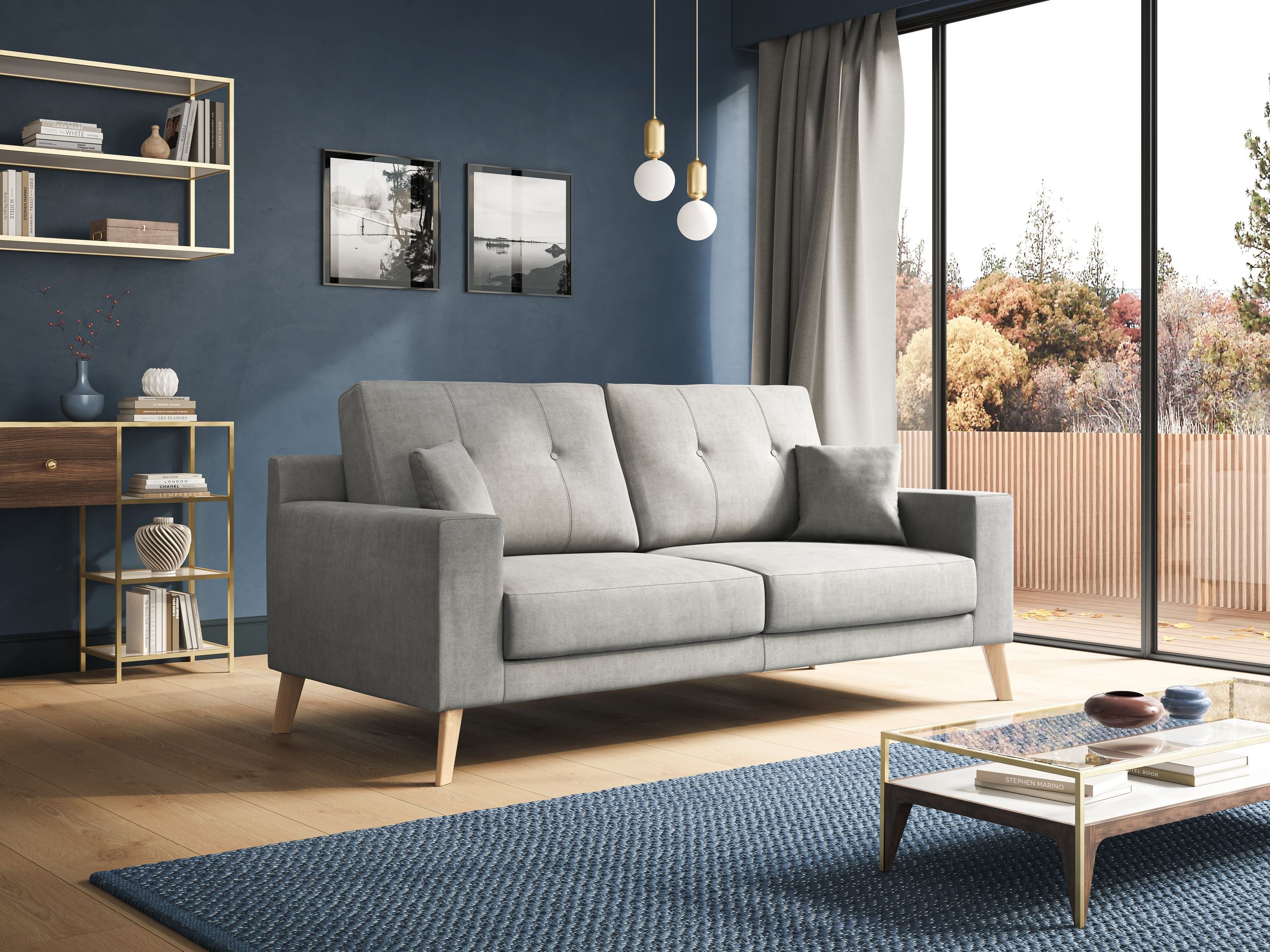 Danish divano moderno in tessuto morbido impermeabile T02 giallo - divani.store