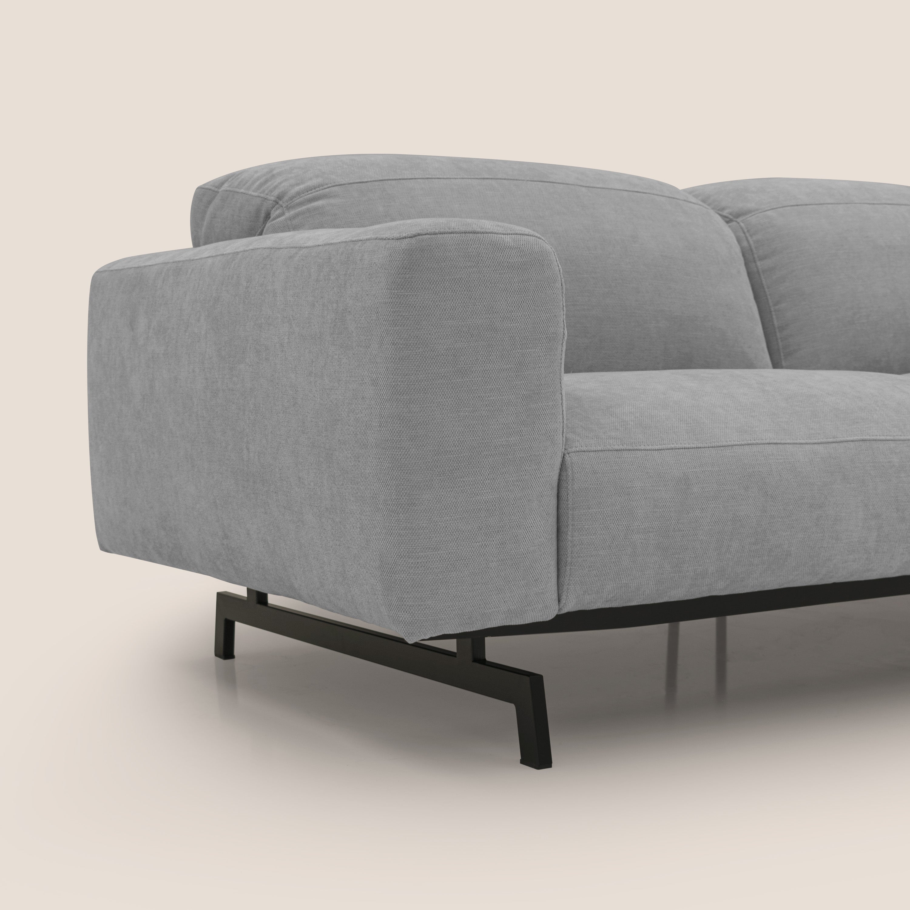 Sakura divano in piuma d'oca modulare componibile in morbido tessuto fiammato impermeabile T14 grigio chiaro - divani.store