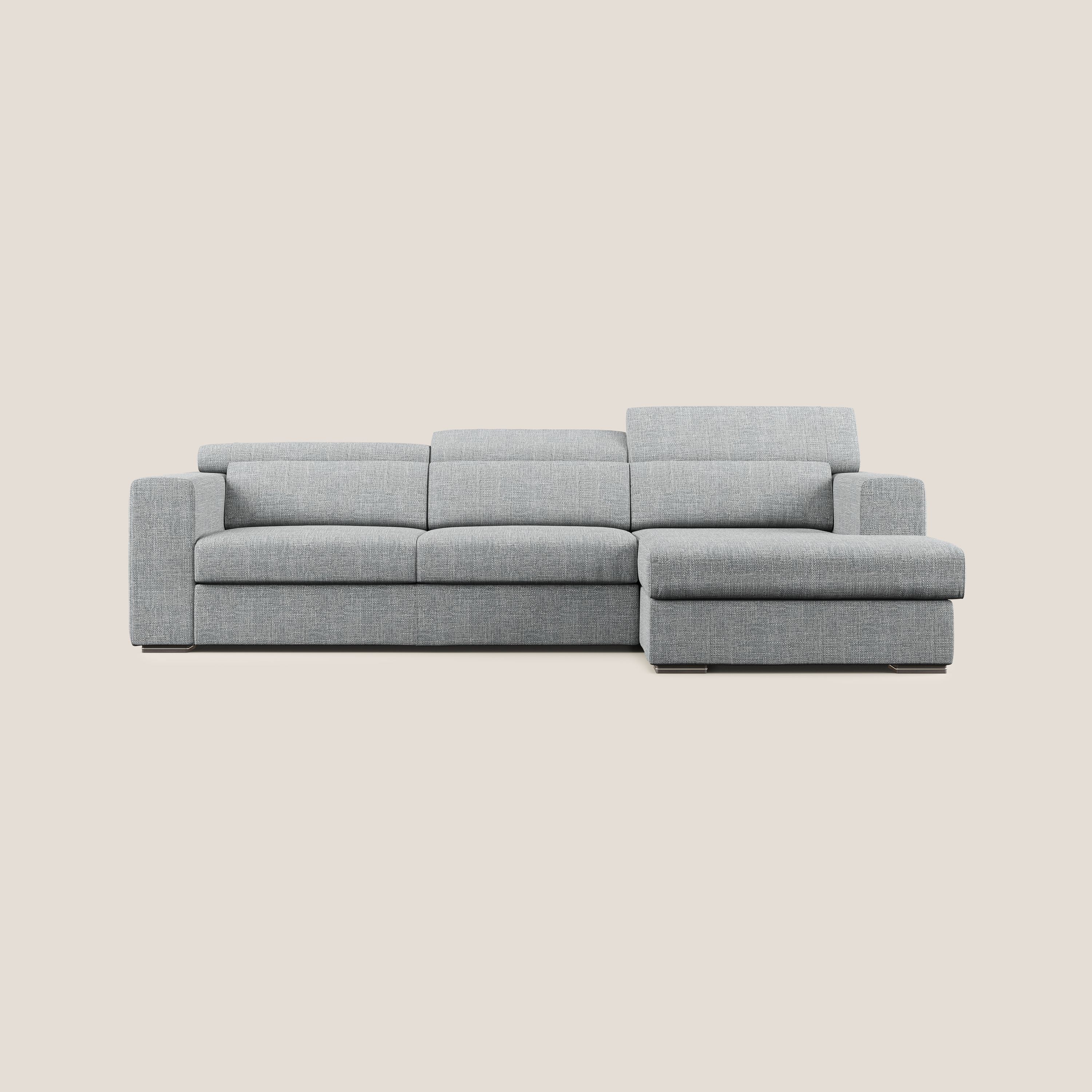 Vegas divano angolare con poggiatesta reclinabili in morbido tessuto impermeabile T06 grigio - divani.store