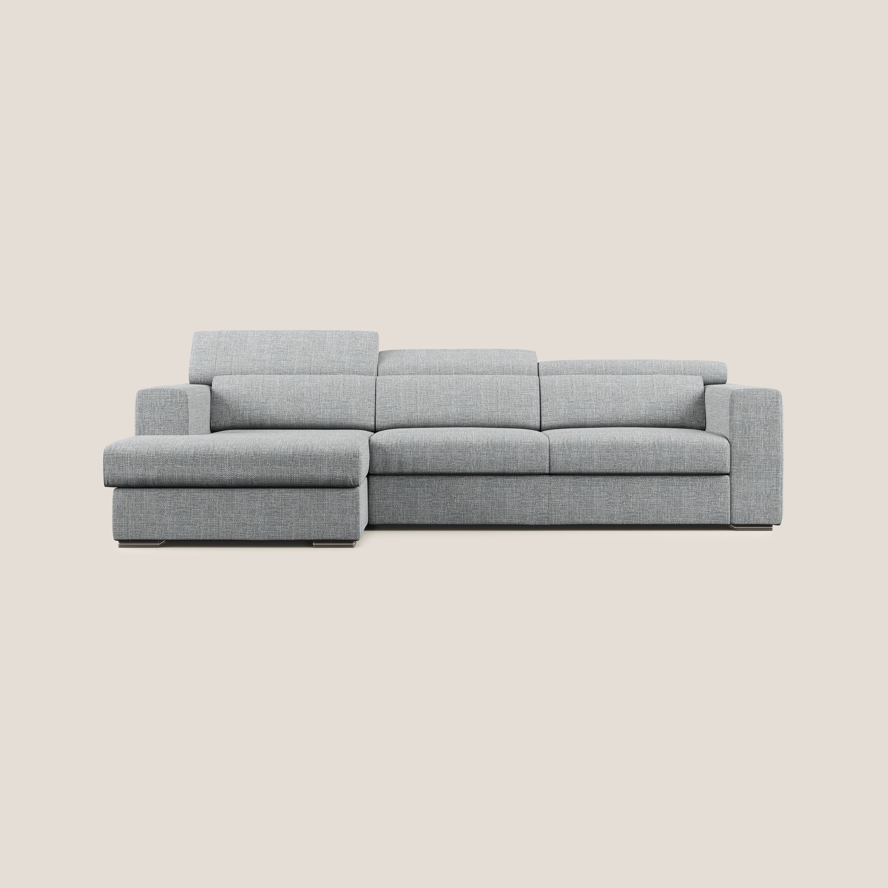 Vegas divano angolare con poggiatesta reclinabili in morbido tessuto impermeabile T06 grigio - divani.store