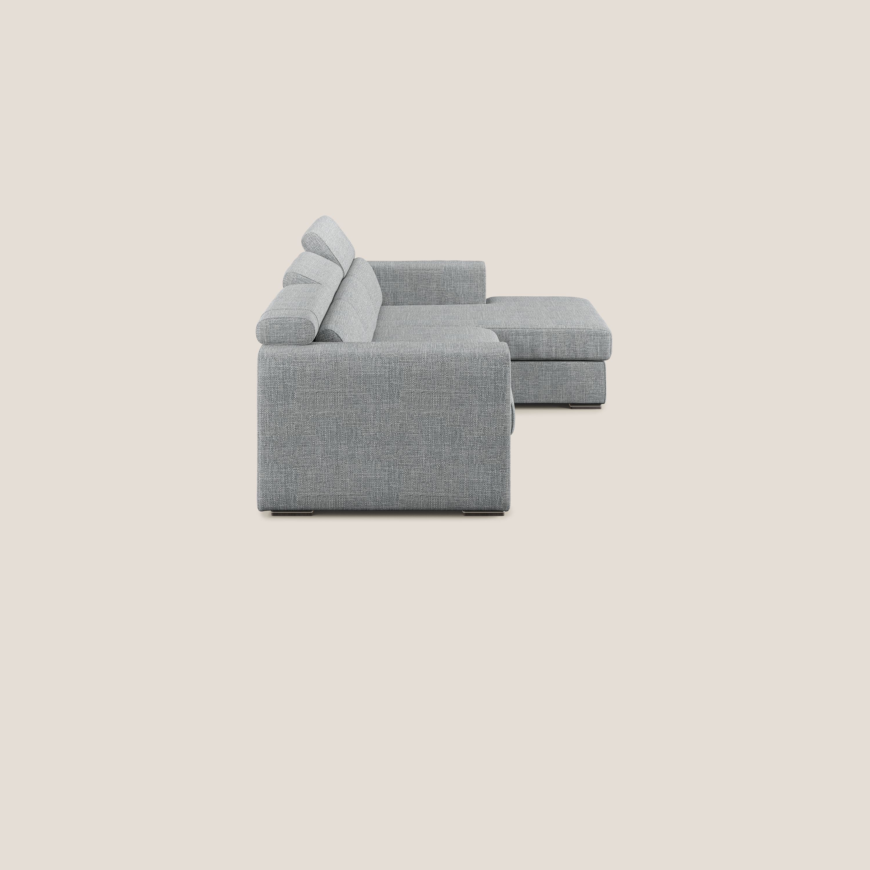 Vegas divano angolare con poggiatesta reclinabili in morbido tessuto impermeabile T06 grigio - divani.store