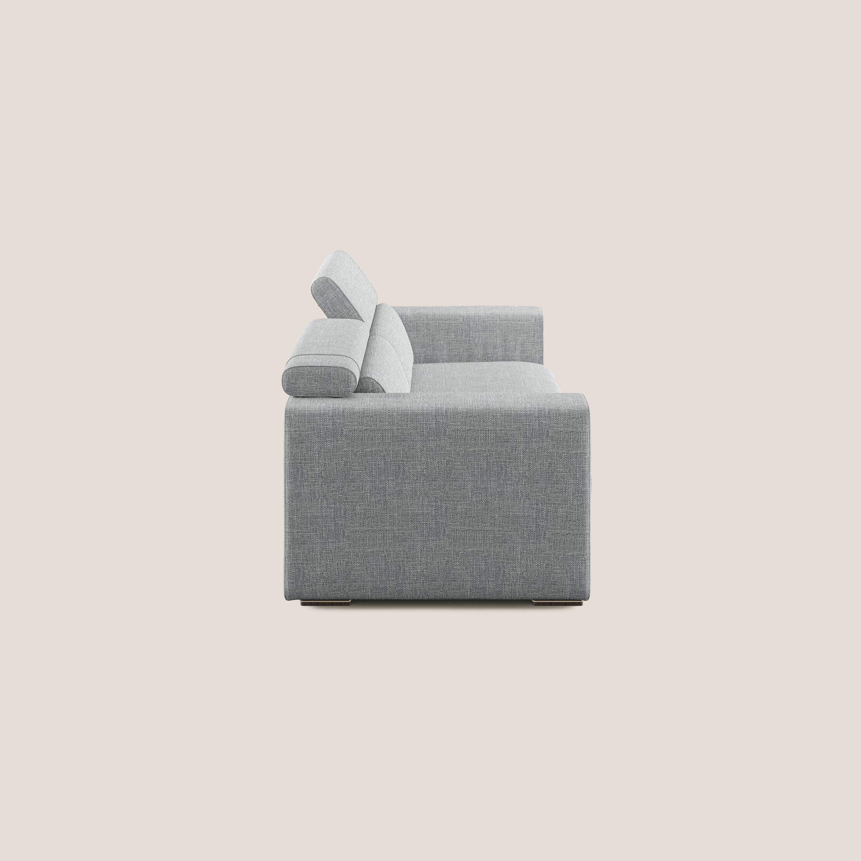 Vegas divano con poggiatesta reclinabili in morbido tessuto impermeabile T06 grigio - divani.store