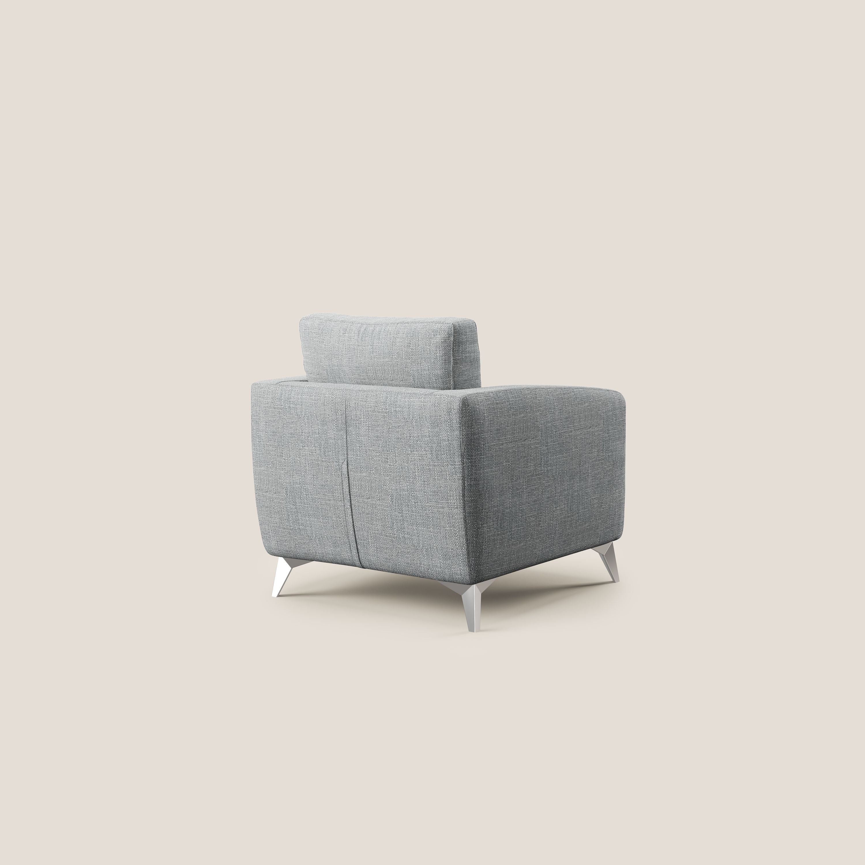 Orione Poltroncina in morbido tessuto impermeabile ad intreccio T06 grigio - divani.store