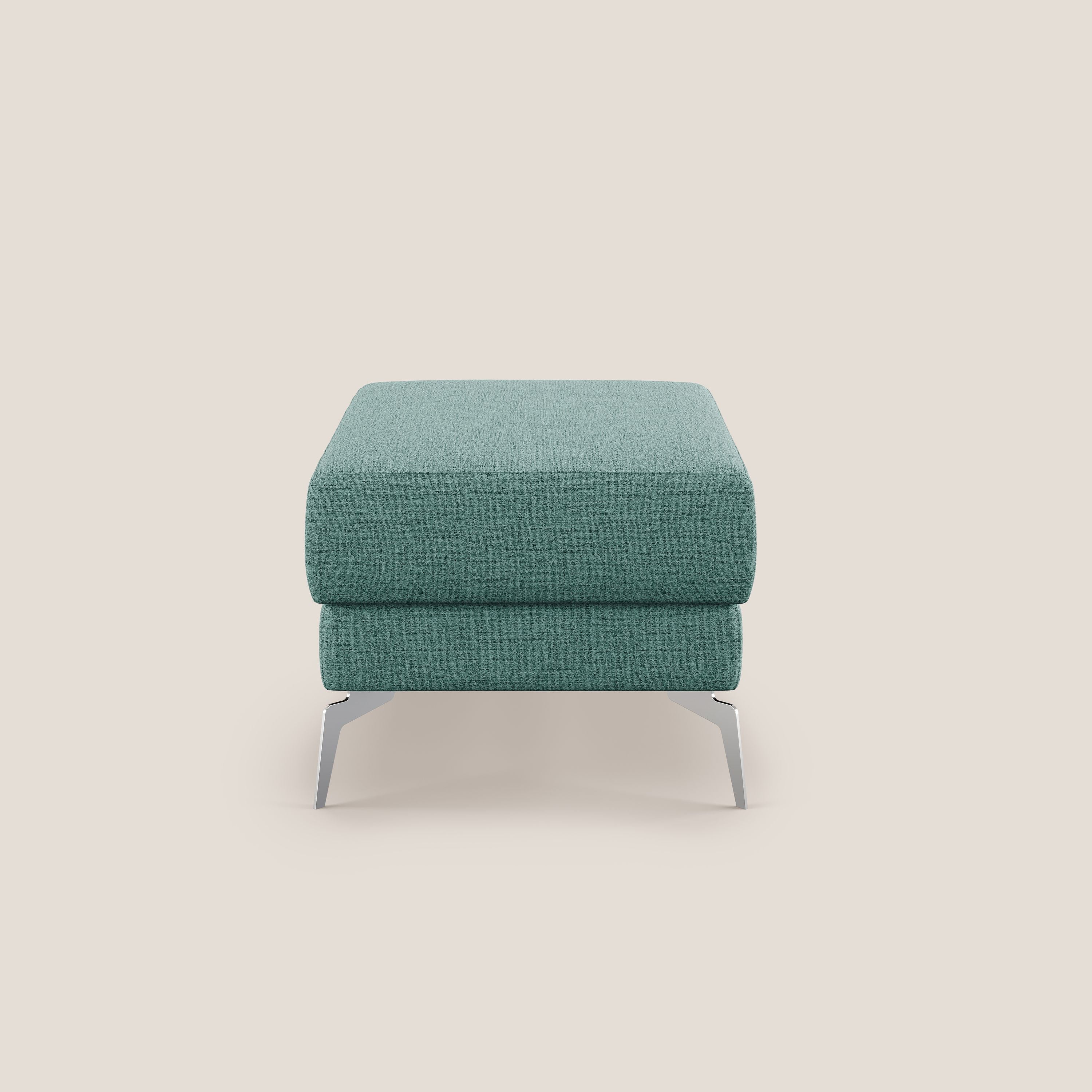 Star Pouf con piedini alti in tessuto impermeabile fiammato T03 verde acqua - divani.store