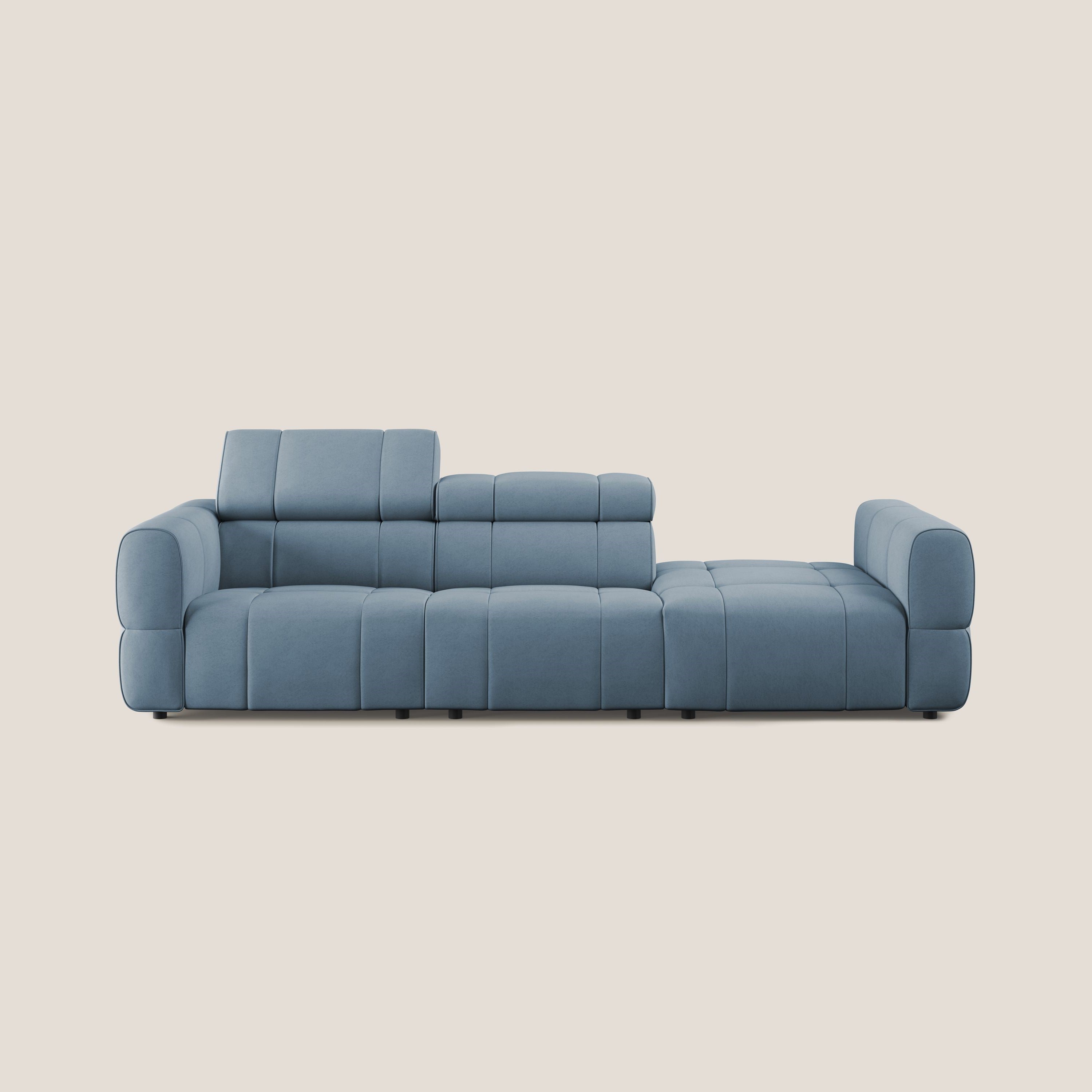 Giotto Divano con terminale e opzione relax elettrico in microfibra effetto velluto impermeabile T09 - divani.store