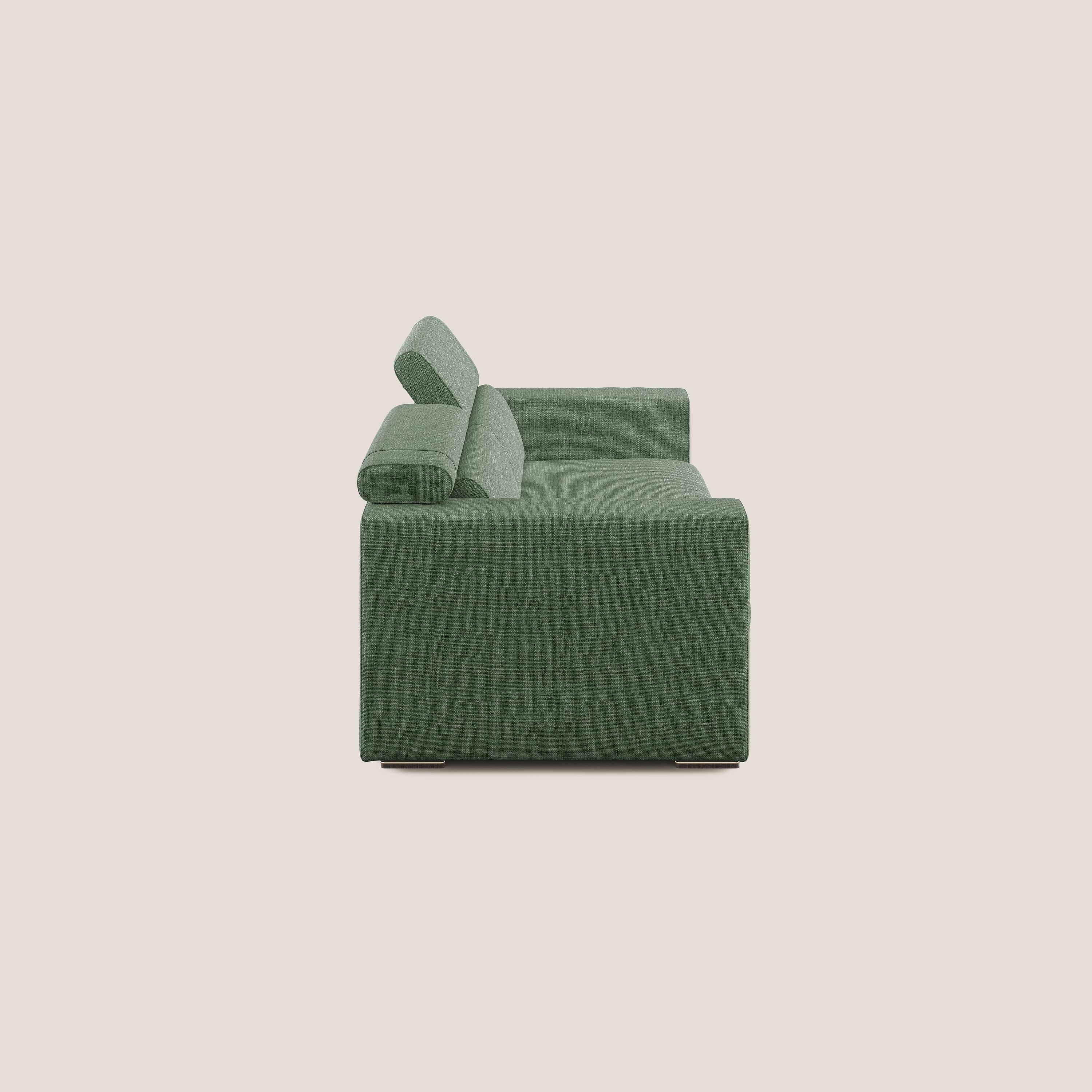 Vegas divano con poggiatesta reclinabili in morbido tessuto impermeabile T06 verde - divani.store