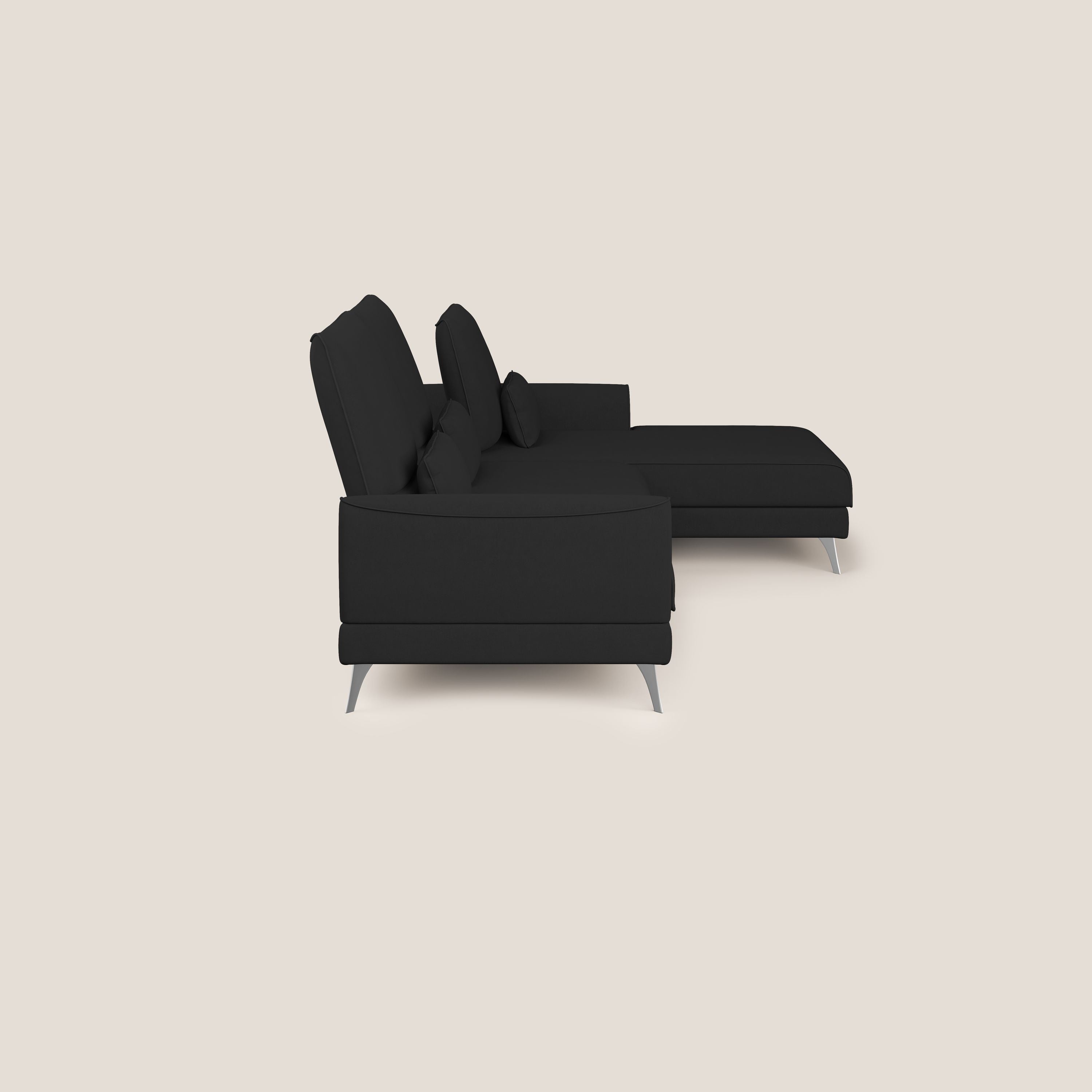 Tommy Divano angolare con relax e schienali traslanti in microfibra smacchiabile T11 nero - divani.store