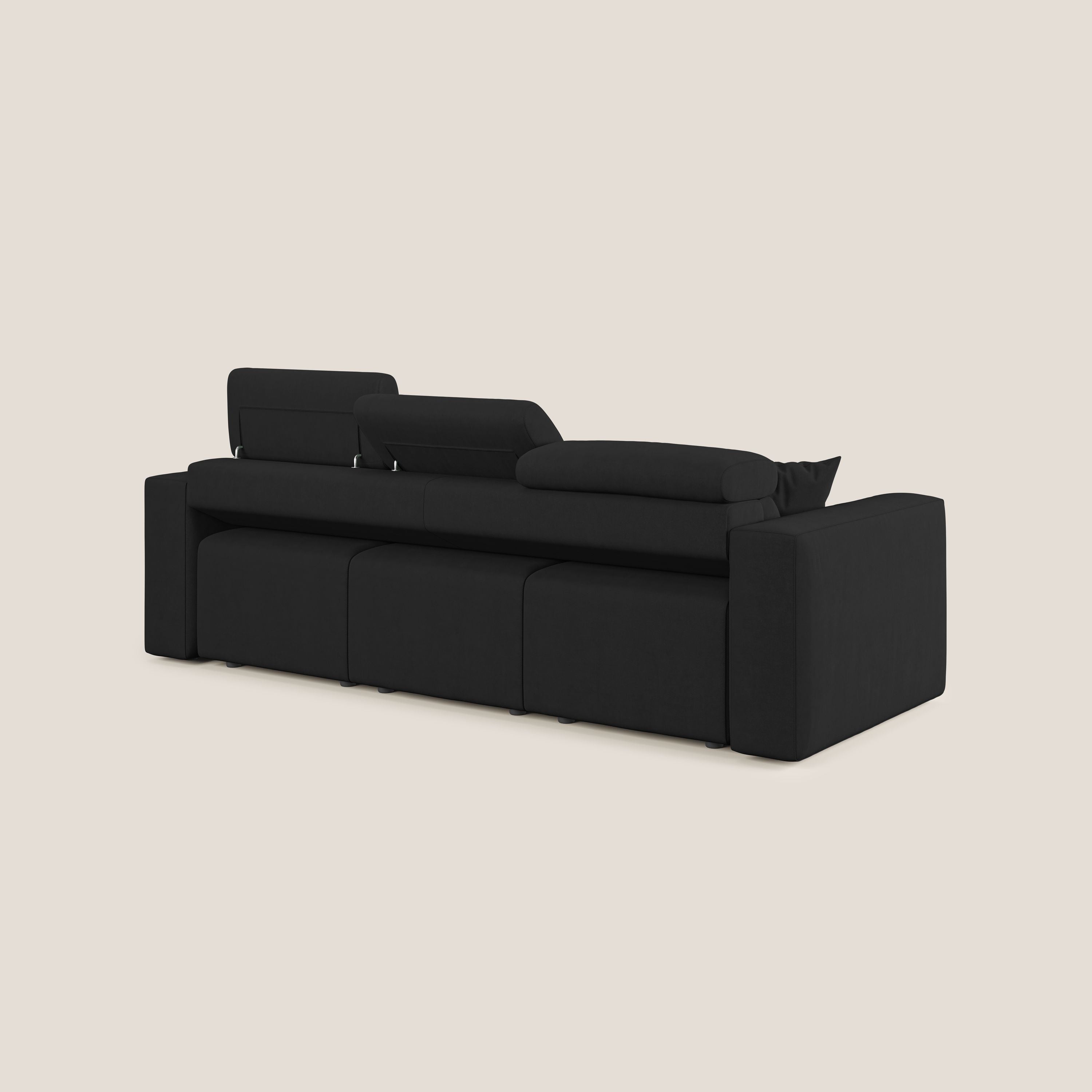 Orwell divano con 3 sedute estraibili in microfibra smacchiabile T11 nero - divani.store