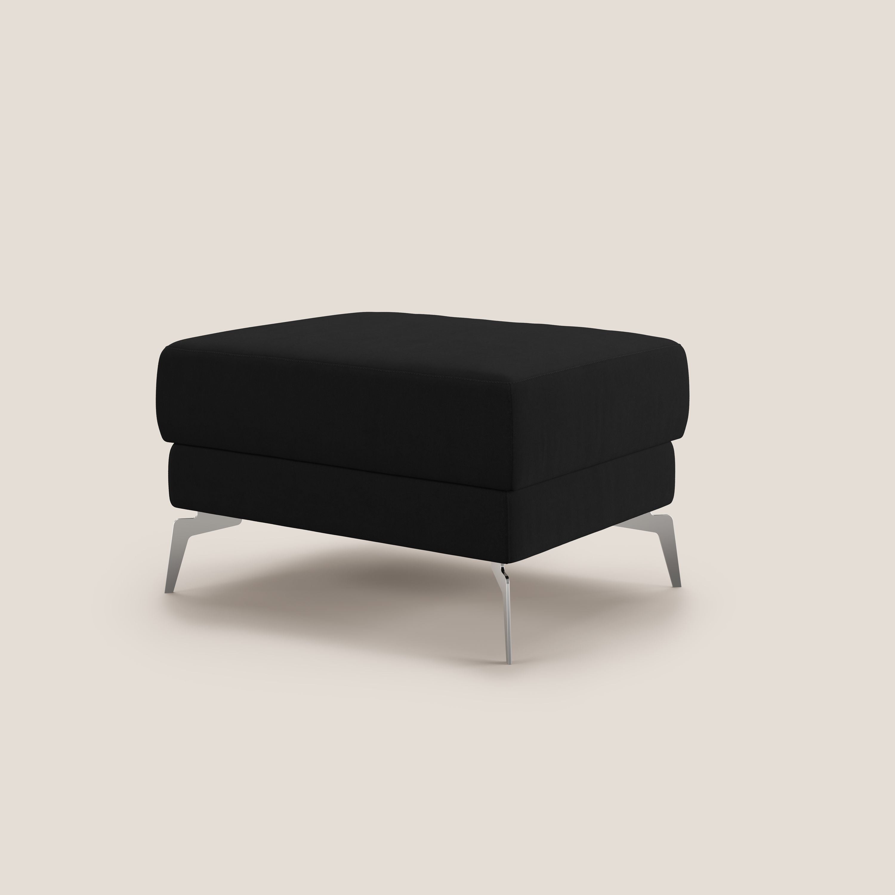 Star Pouf con piedini alti in microfibra impermeabile T11 nero - divani.store