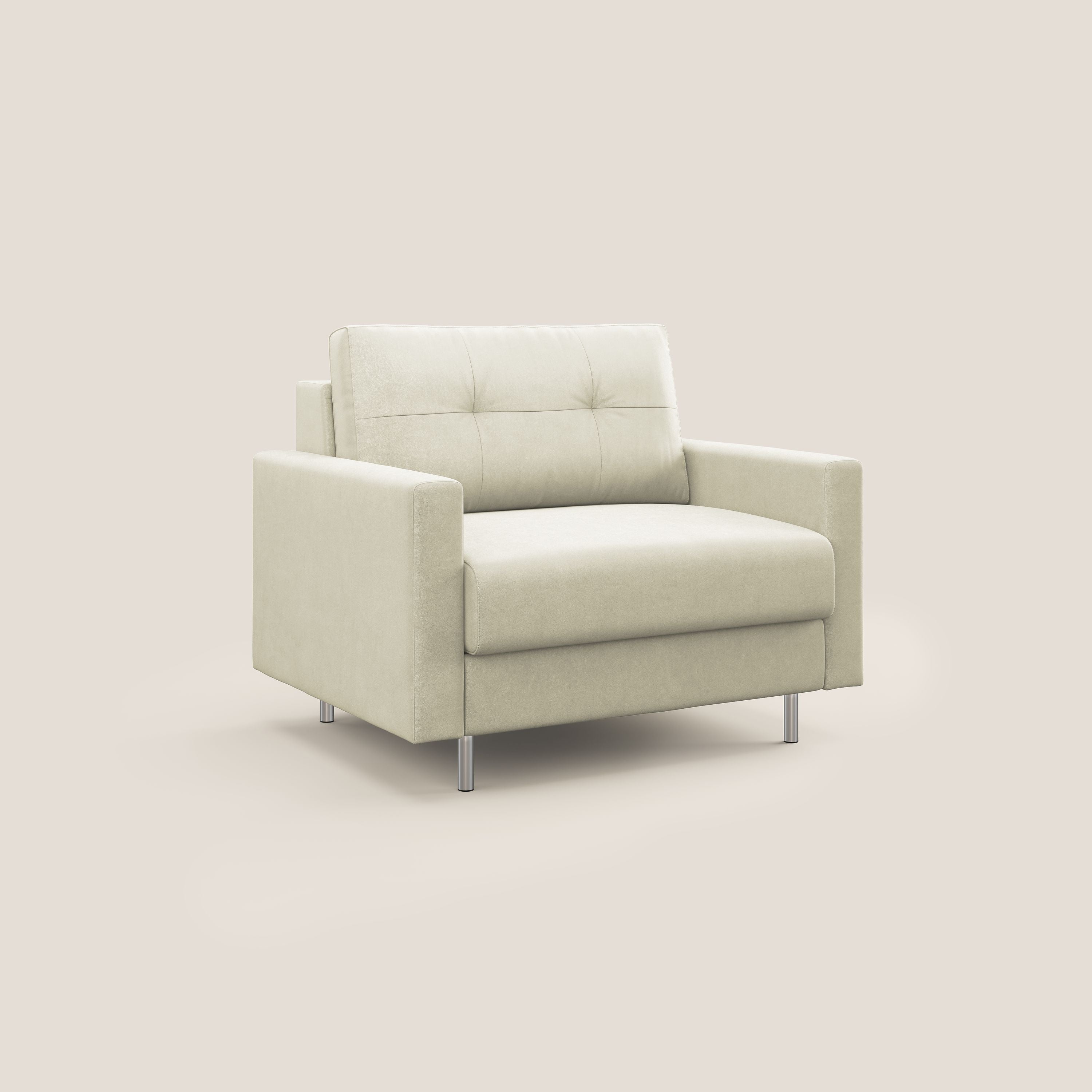 Megan poltrona letto in microfibra smacchiabile T11 panna - divani.store