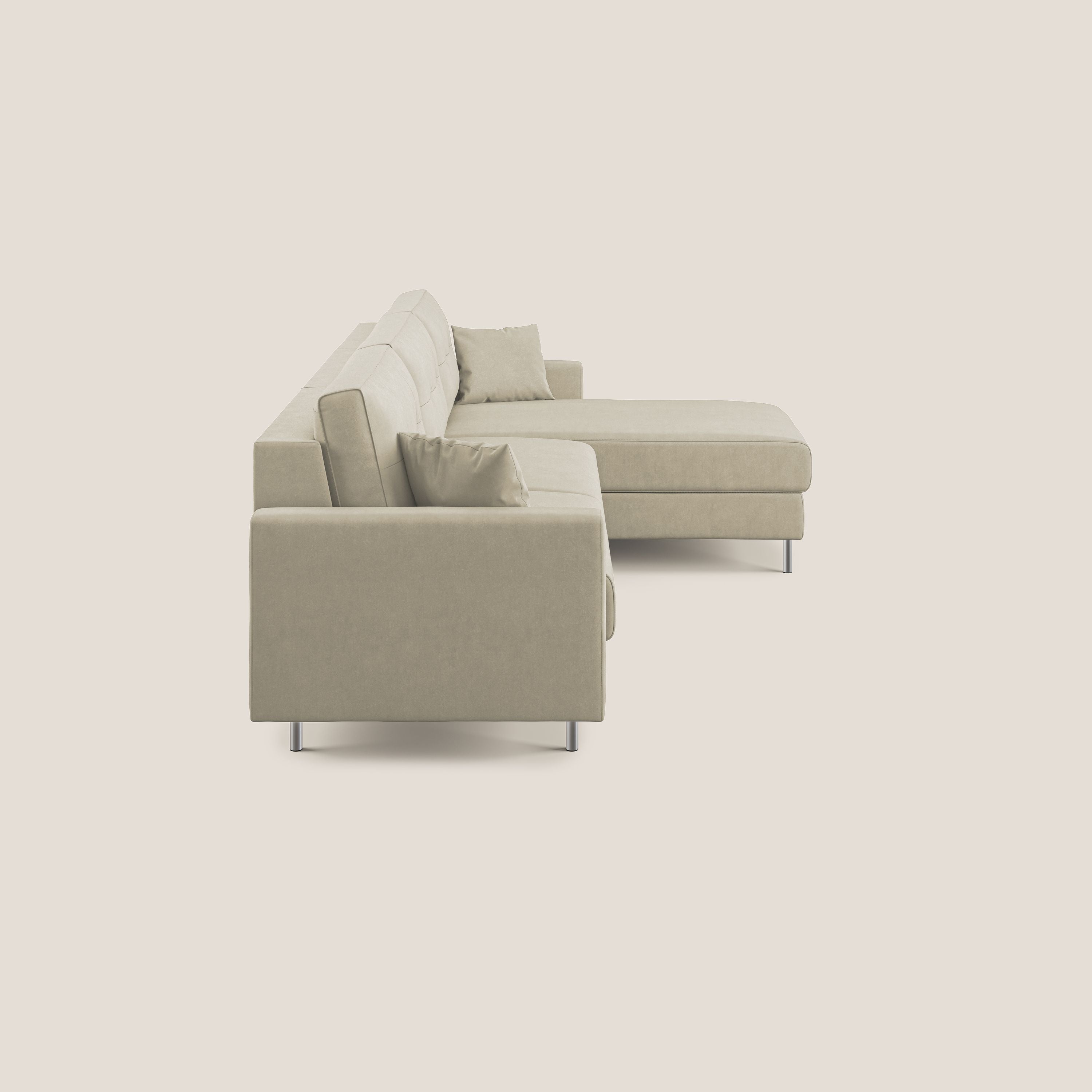 Megan divano letto angolare in microfibra smacchiabile T11 panna - divani.store