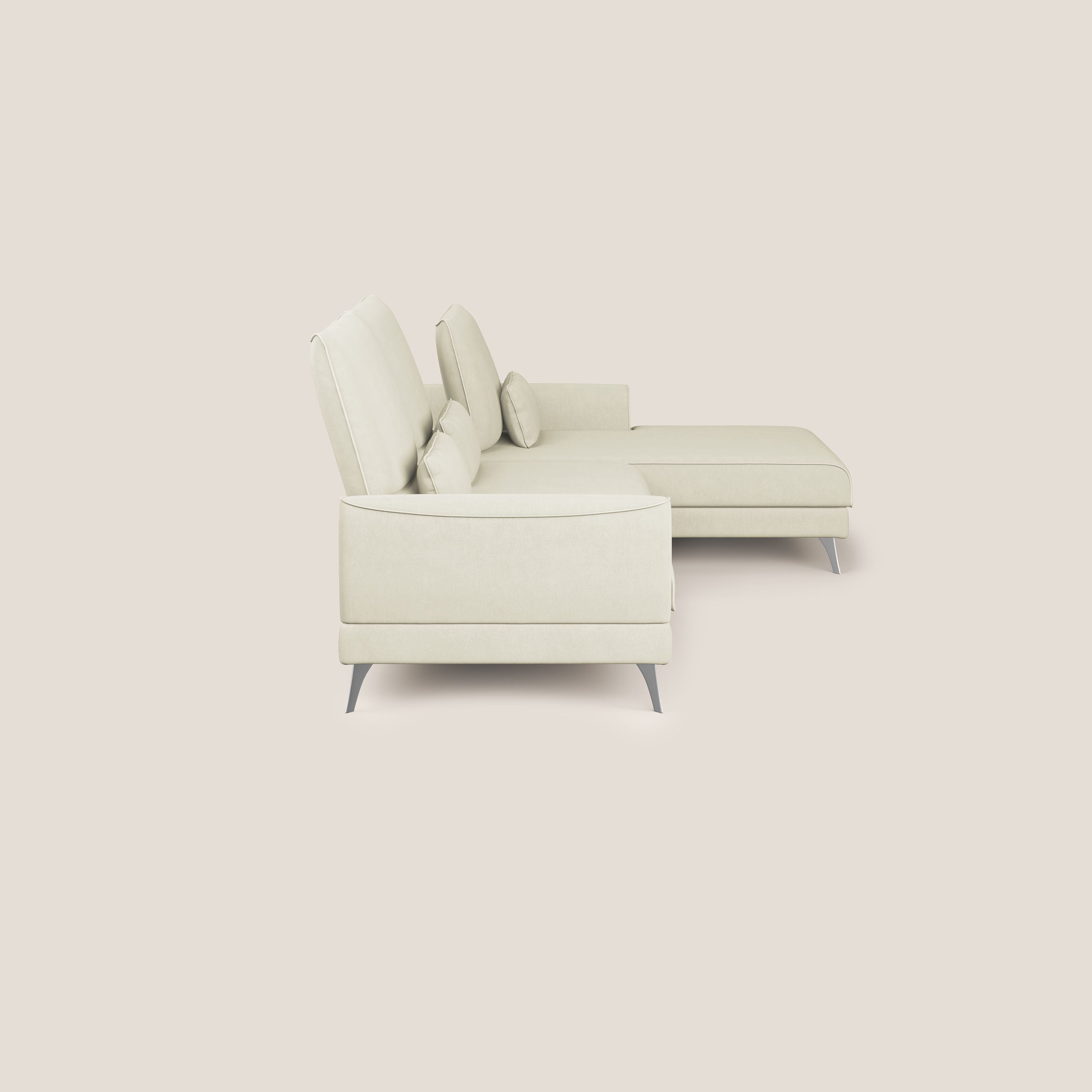 Tommy Divano angolare con relax e schienali traslanti in microfibra smacchiabile T11 panna - divani.store