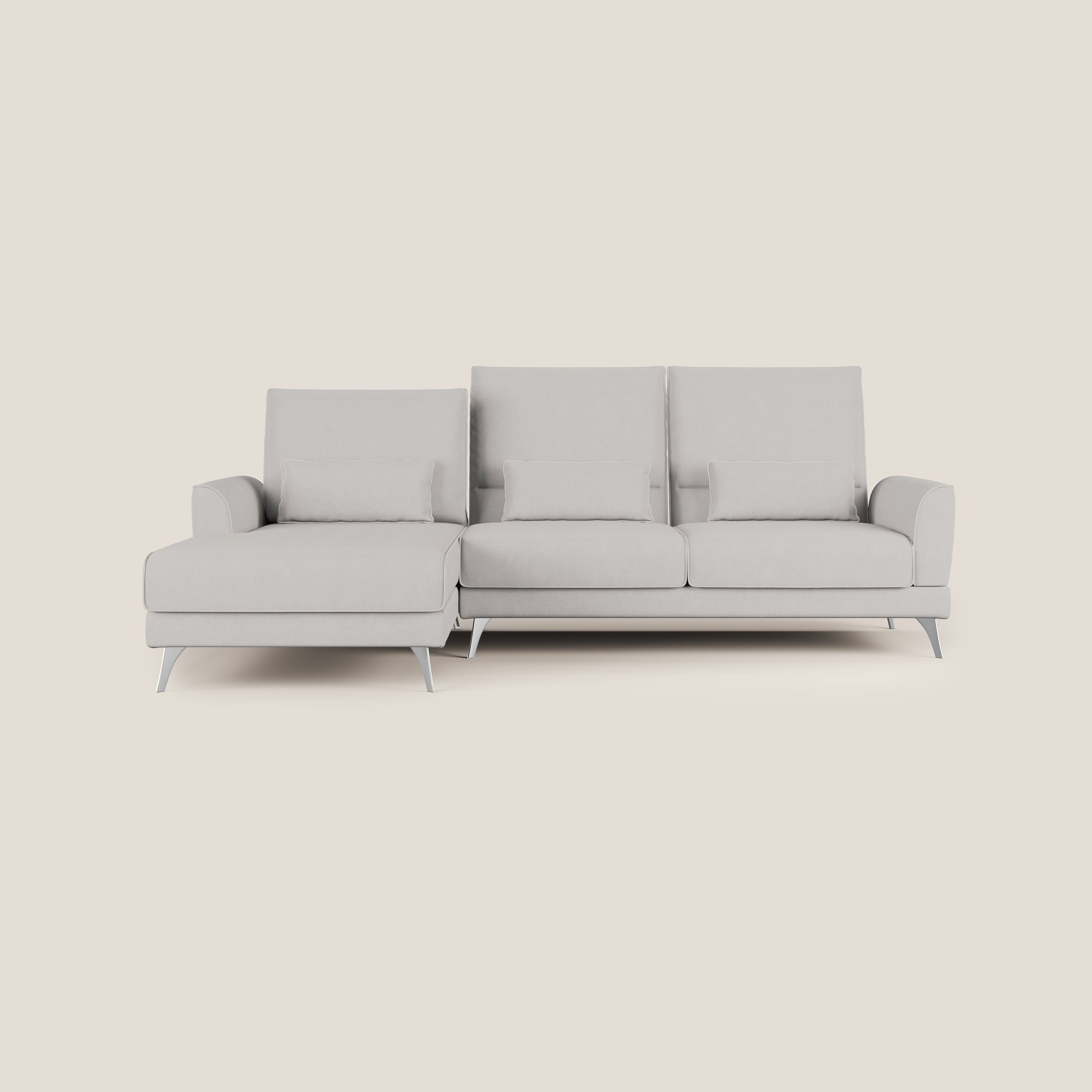 Tommy Divano angolare con relax e schienali traslanti in microfibra smacchiabile T11 grigio chiaro - divani.store