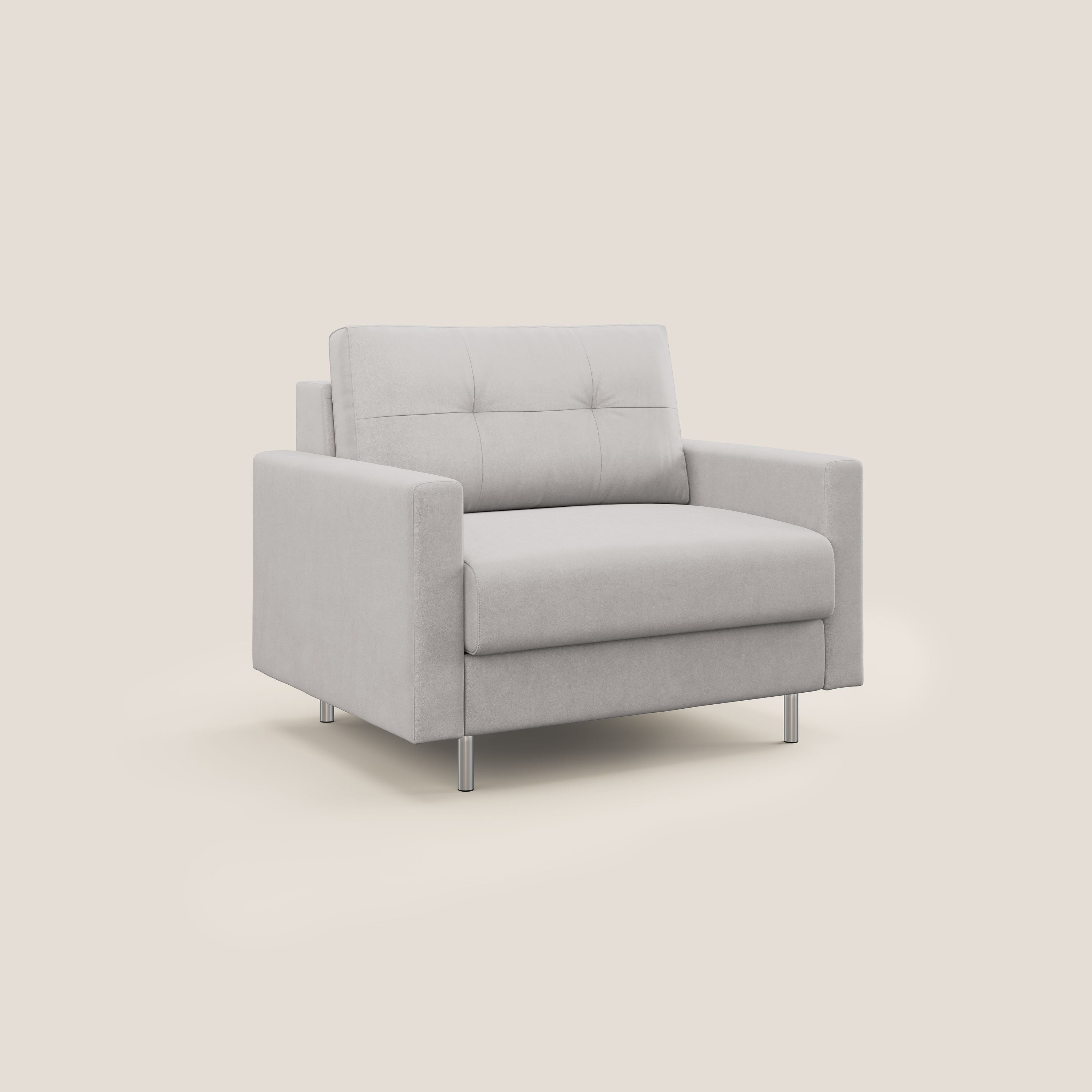 Megan poltrona letto in microfibra smacchiabile T11 grigio chiaro - divani.store
