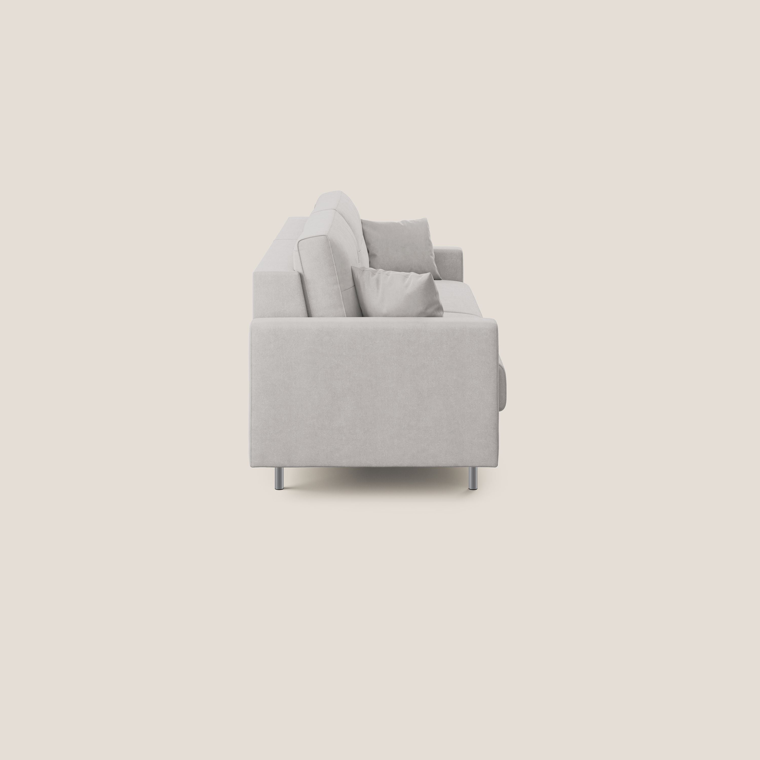 Megan divano letto matrimoniale in microfibra smacchiabile T11 grigio chiaro - divani.store