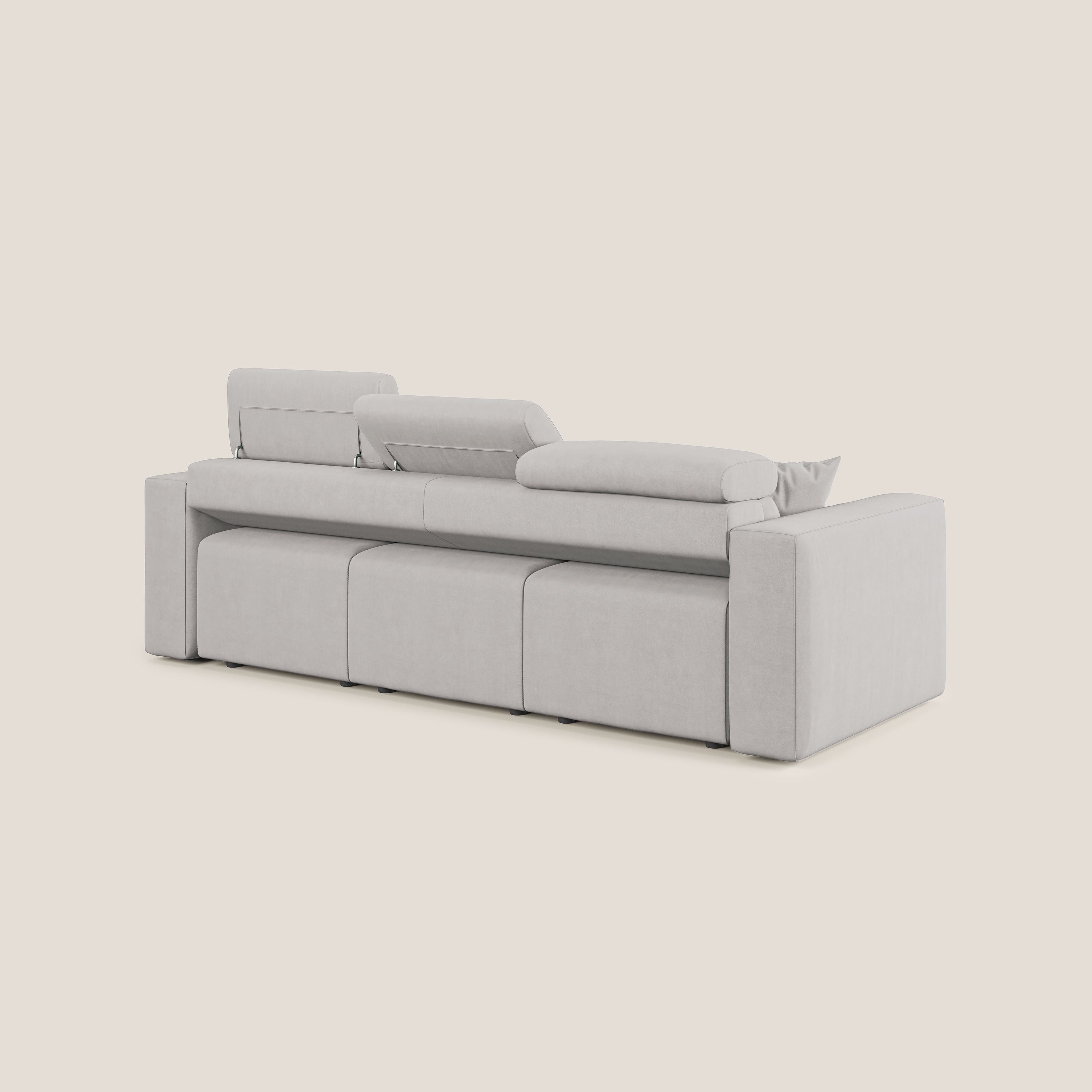 Orwell divano con 3 sedute estraibili in microfibra smacchiabile T11 grigio chiaro - divani.store