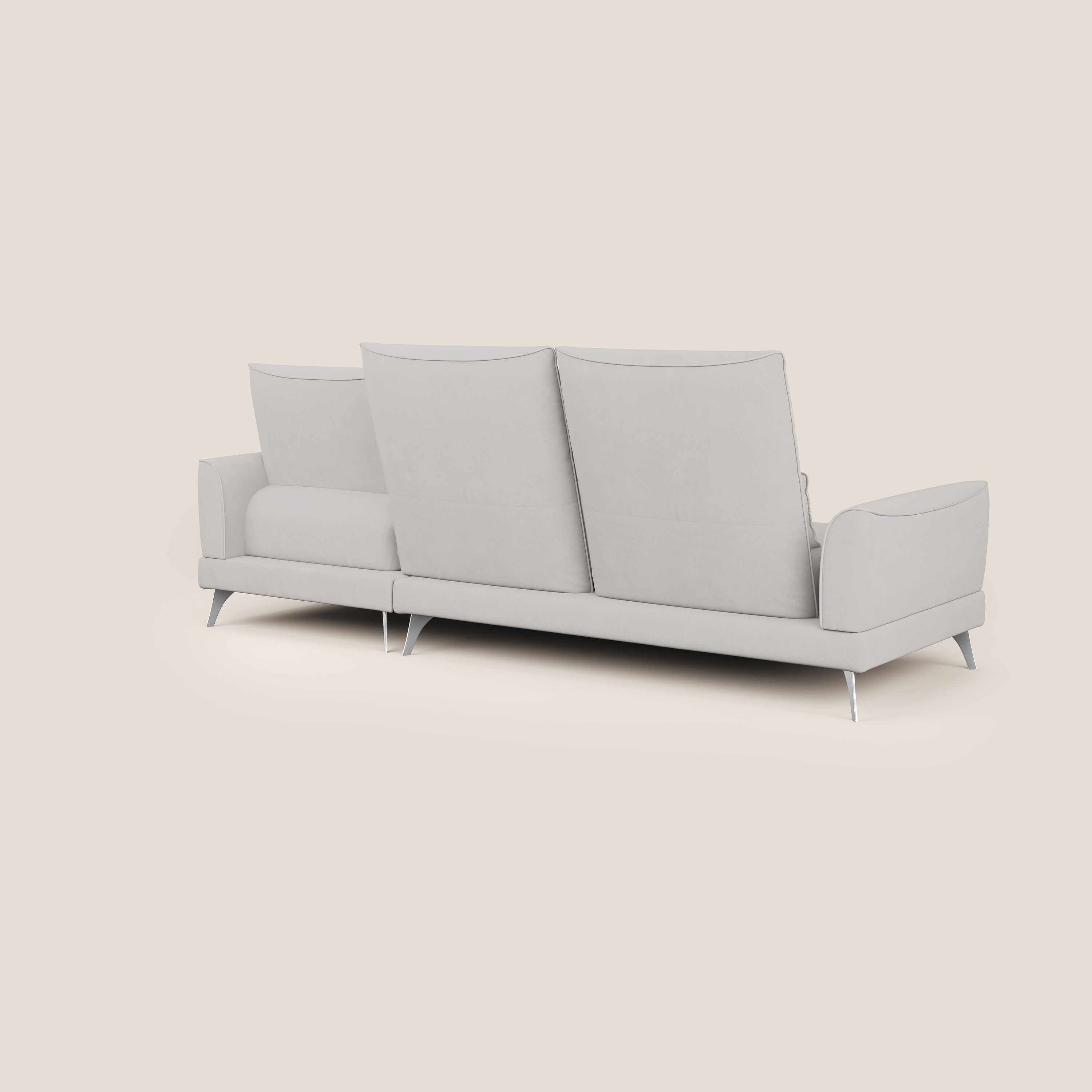 Tommy Divano angolare con relax e schienali traslanti in microfibra smacchiabile T11 grigio chiaro - divani.store