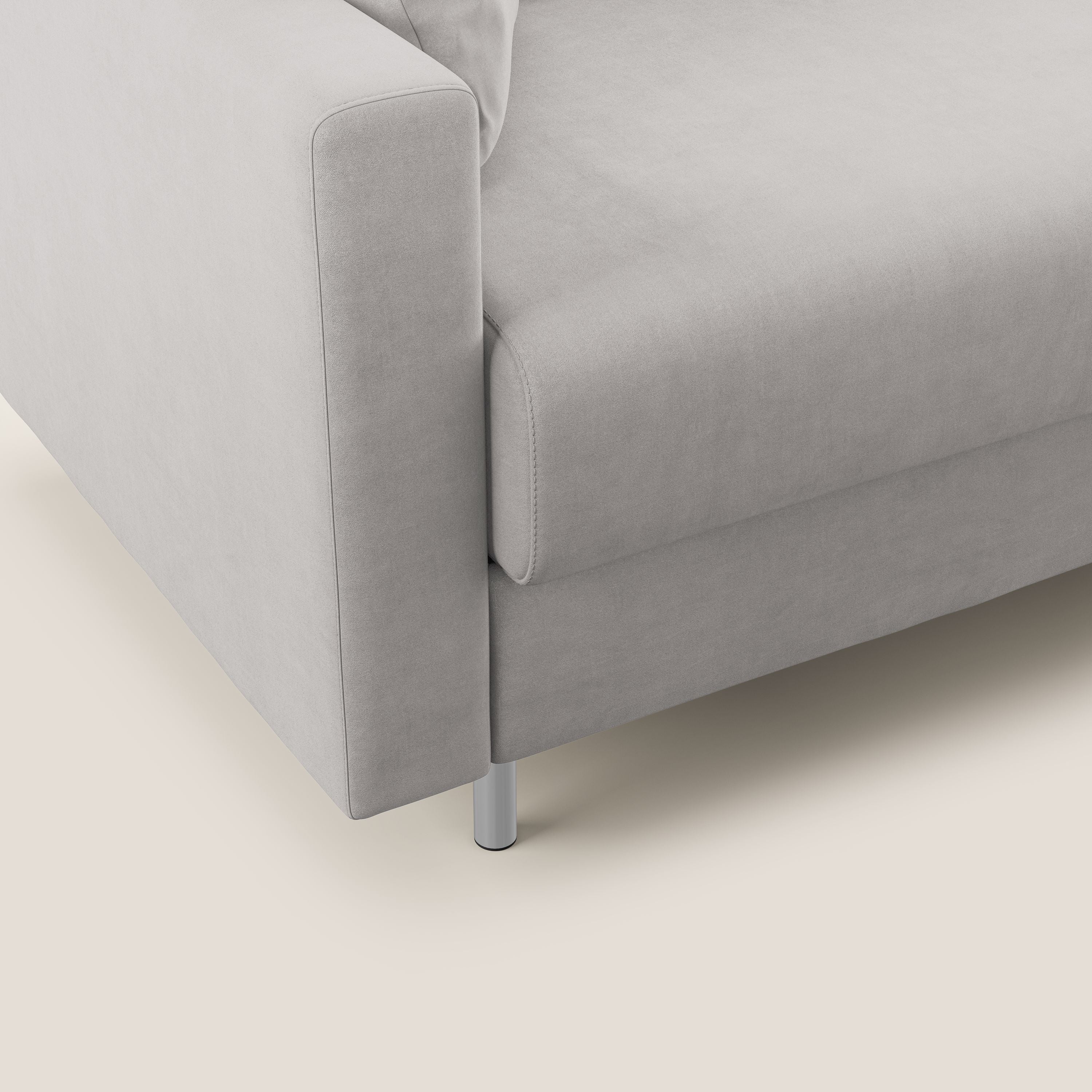 Megan divano letto matrimoniale in microfibra smacchiabile T11 grigio chiaro - divani.store