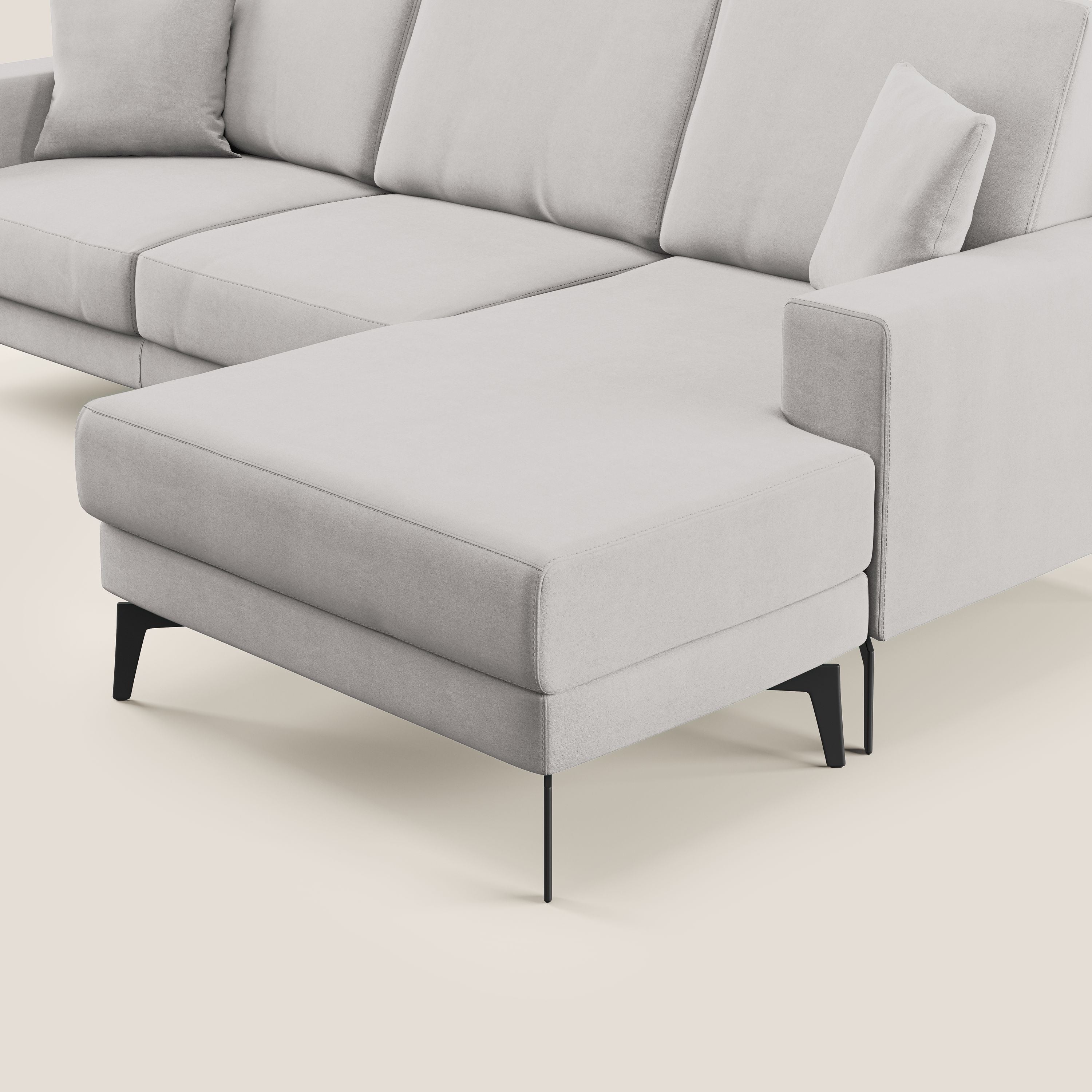 Prestige divano angolare reversibile in microfibra smacchiabile T11 grigio chiaro - divani.store