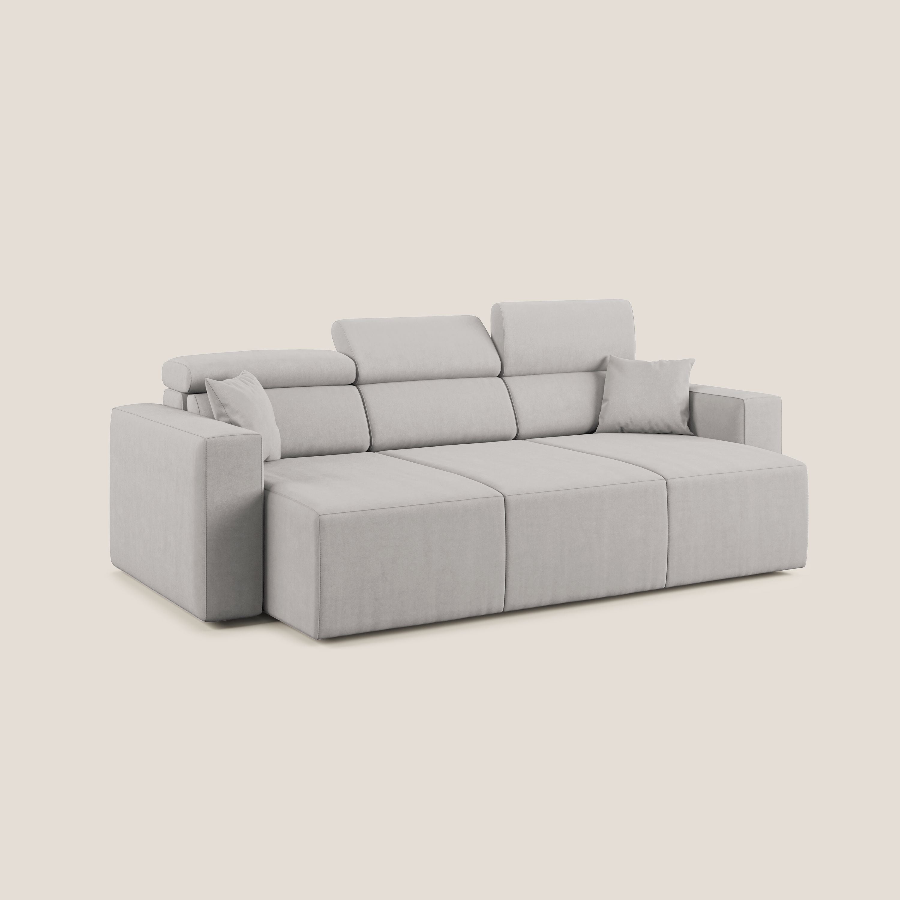 Orwell divano con 3 sedute estraibili in microfibra smacchiabile T11 grigio chiaro - divani.store