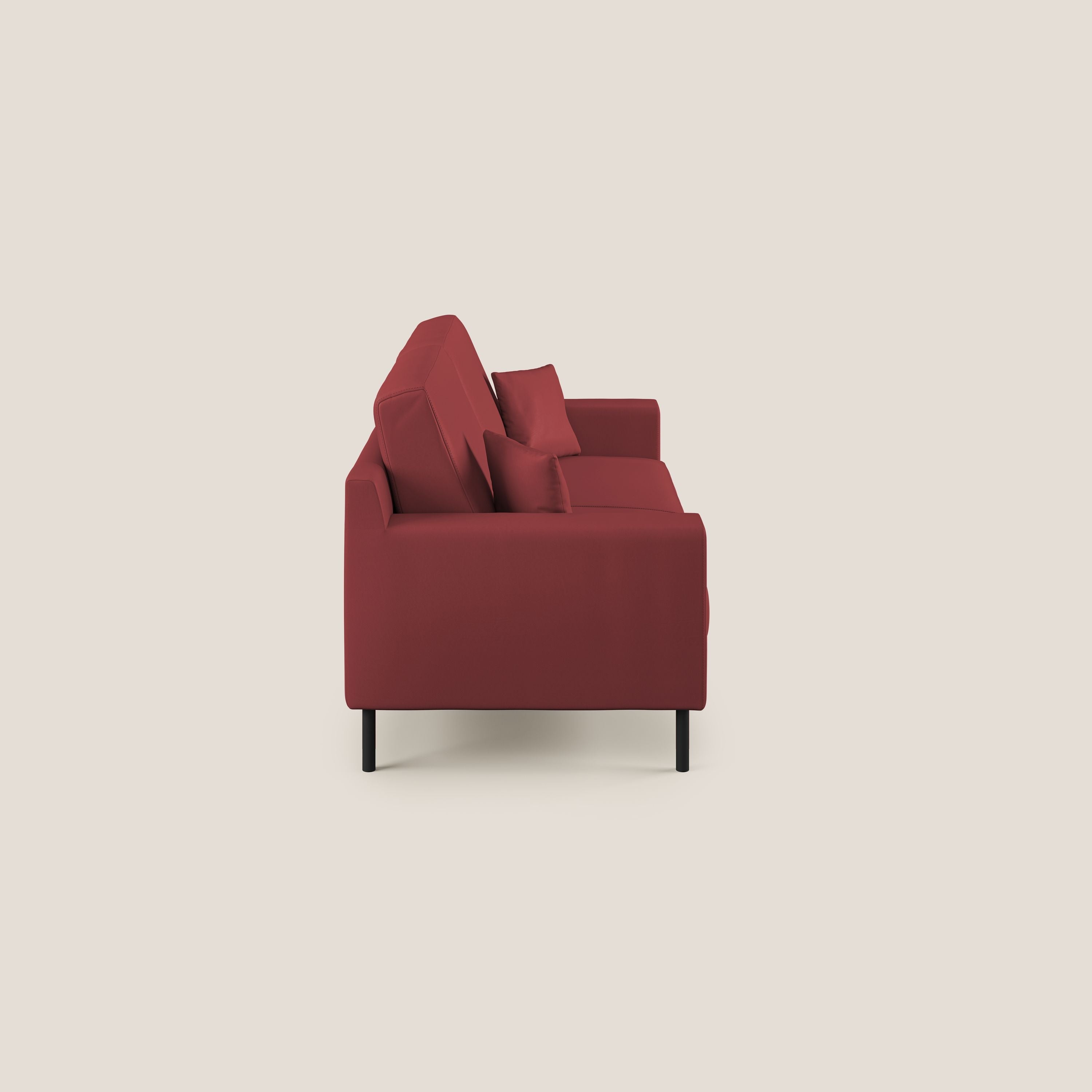 Uranio divano moderno lineare in Ecopelle impermeabile T04 rosso - divani.store