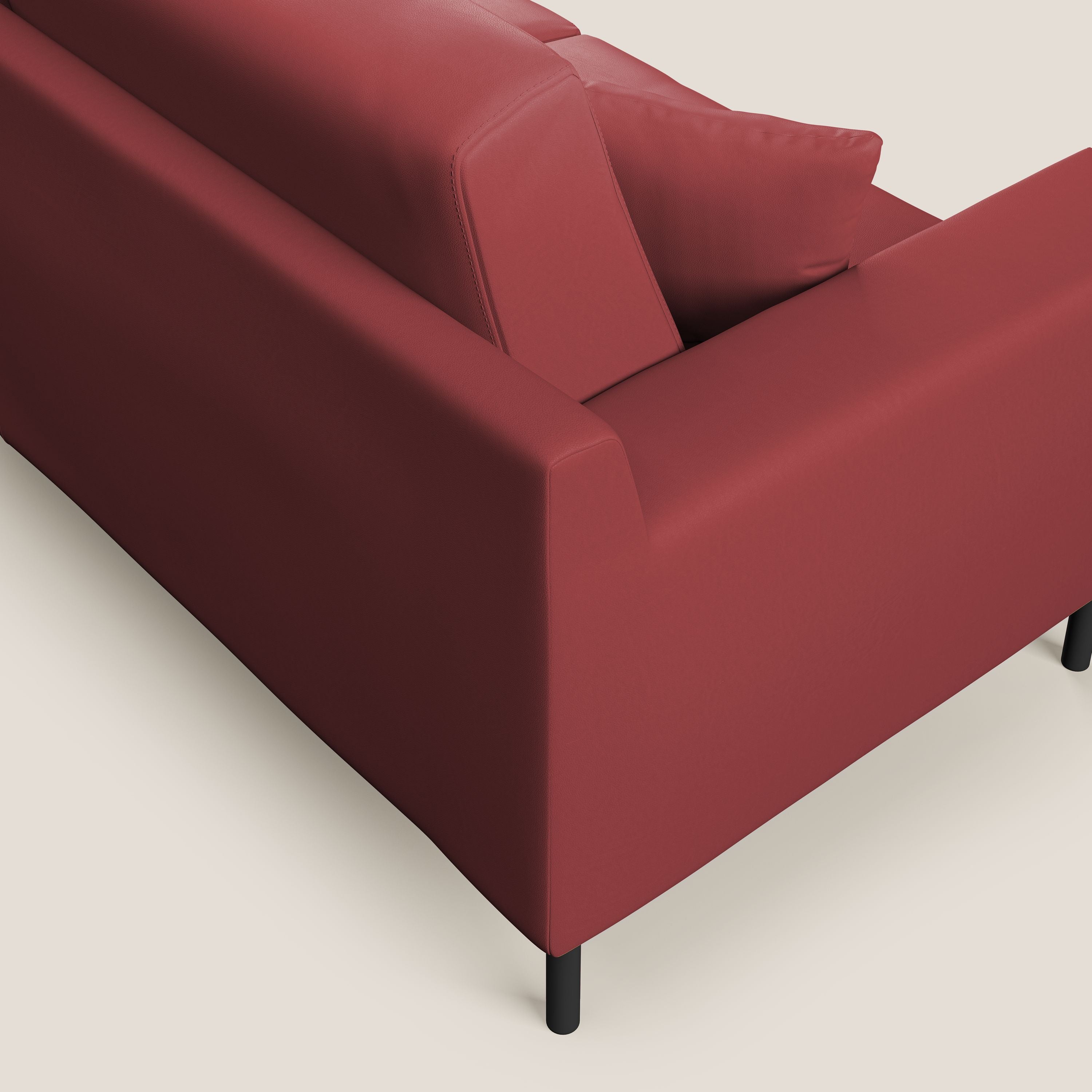 Uranio divano angolare moderno REVERSIBILE in Ecopelle impermeabile T04 rosso - divani.store