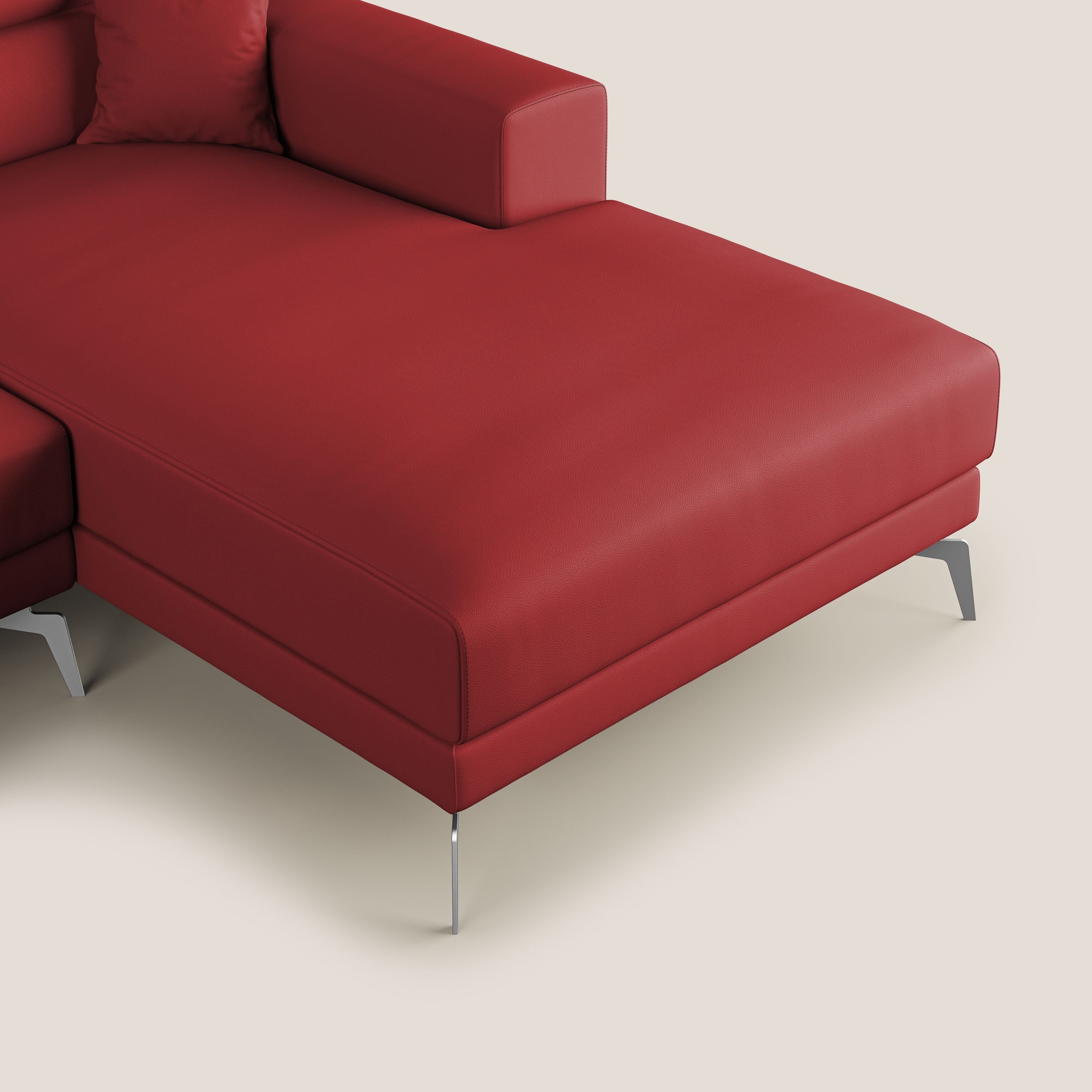 Blade Divano moderno angolare con poggiatesta reclinabili in Ecopelle T04 rosso - divani.store