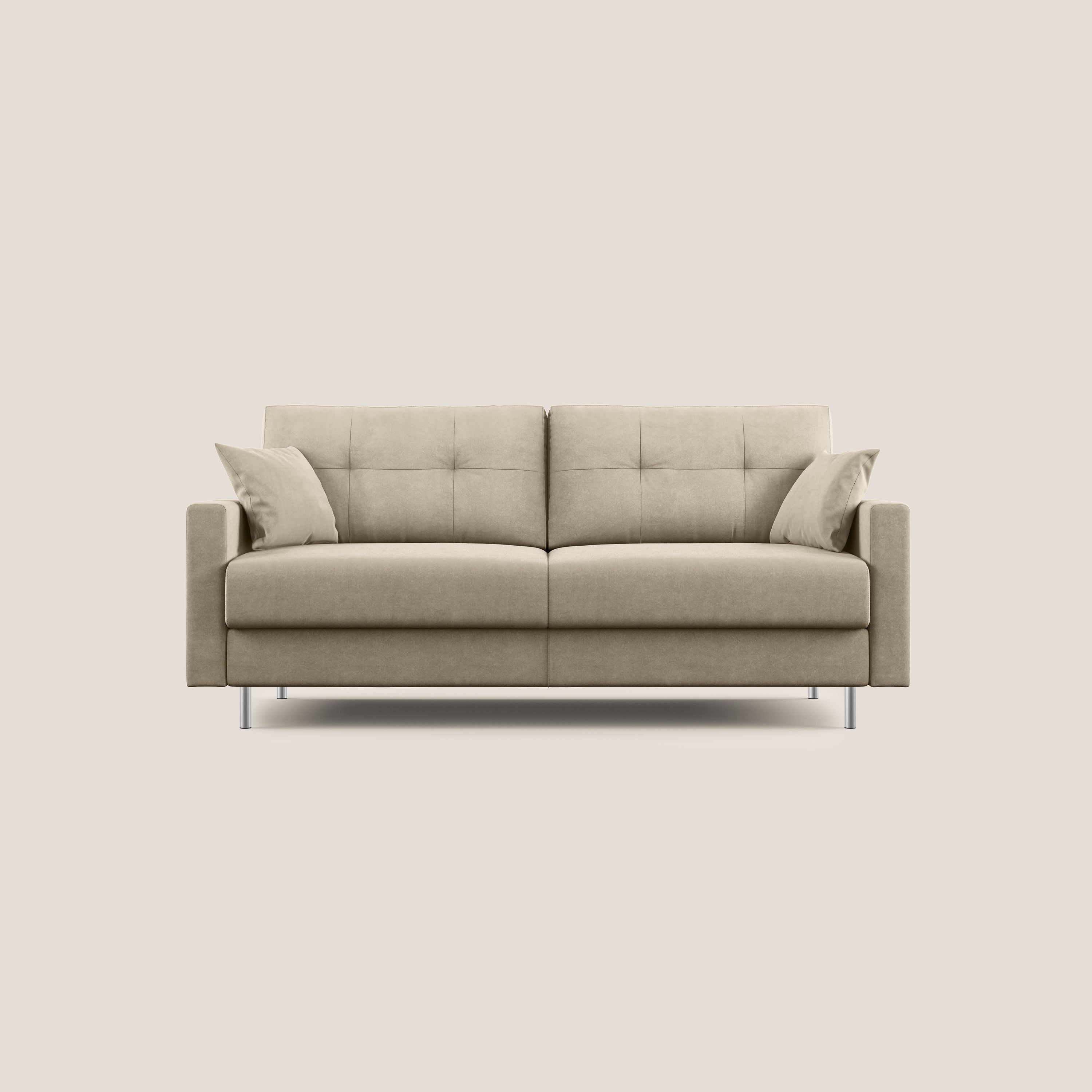 Megan divano letto matrimoniale in microfibra smacchiabile T11 tortora - divani.store