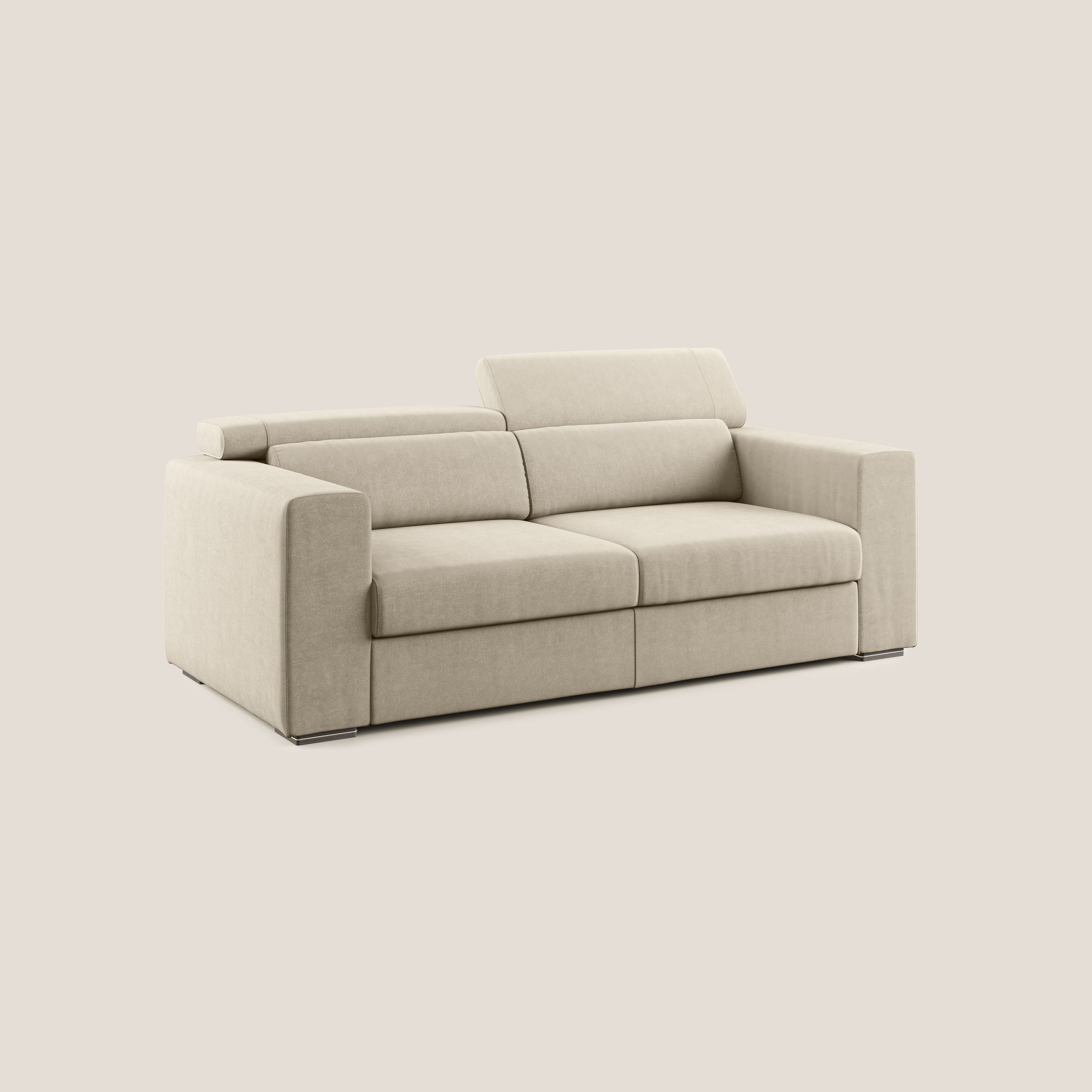 Vegas divano con poggiatesta reclinabili in microfibra smacchiabile T11 tortora - divani.store