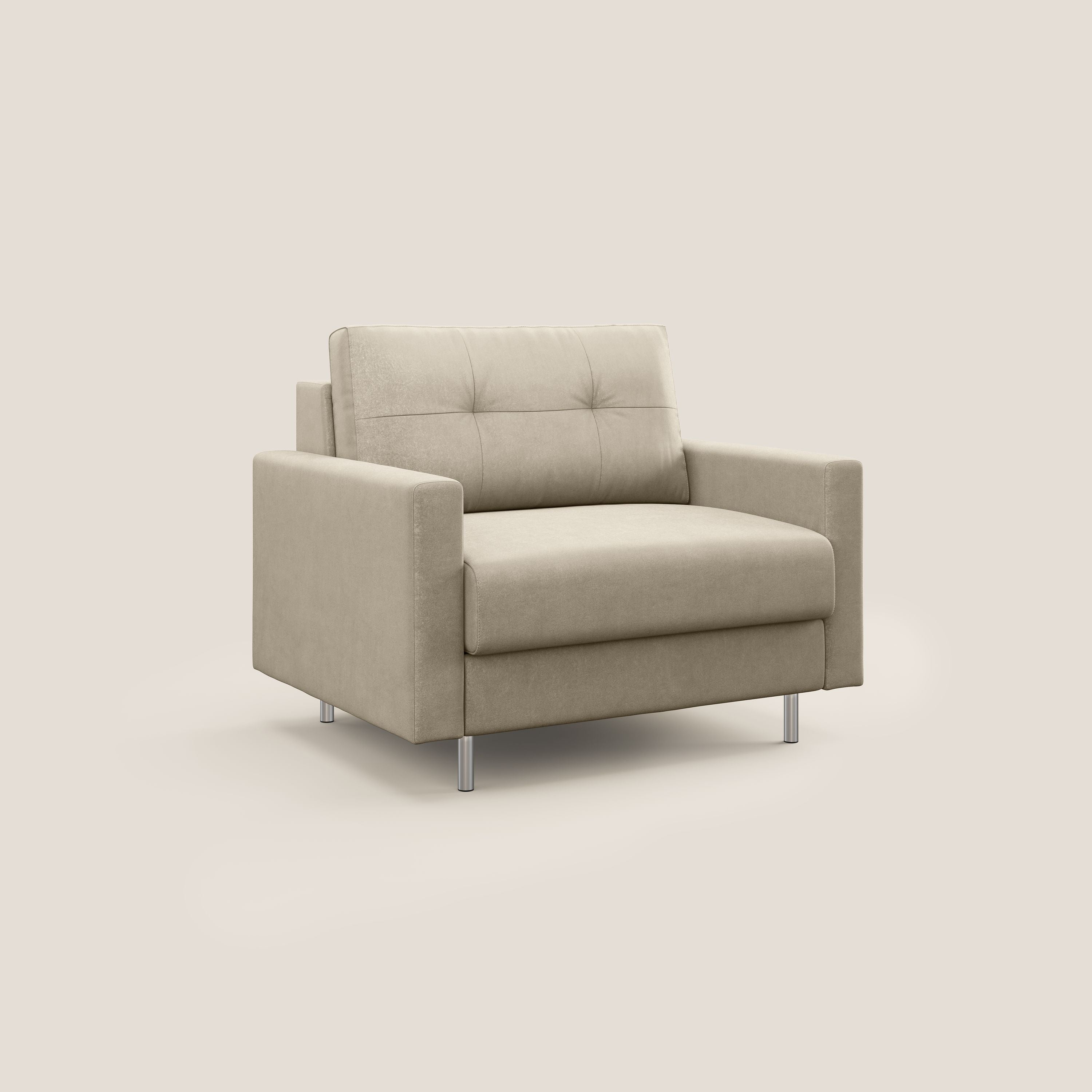 Megan poltrona letto in microfibra smacchiabile T11 tortora - divani.store