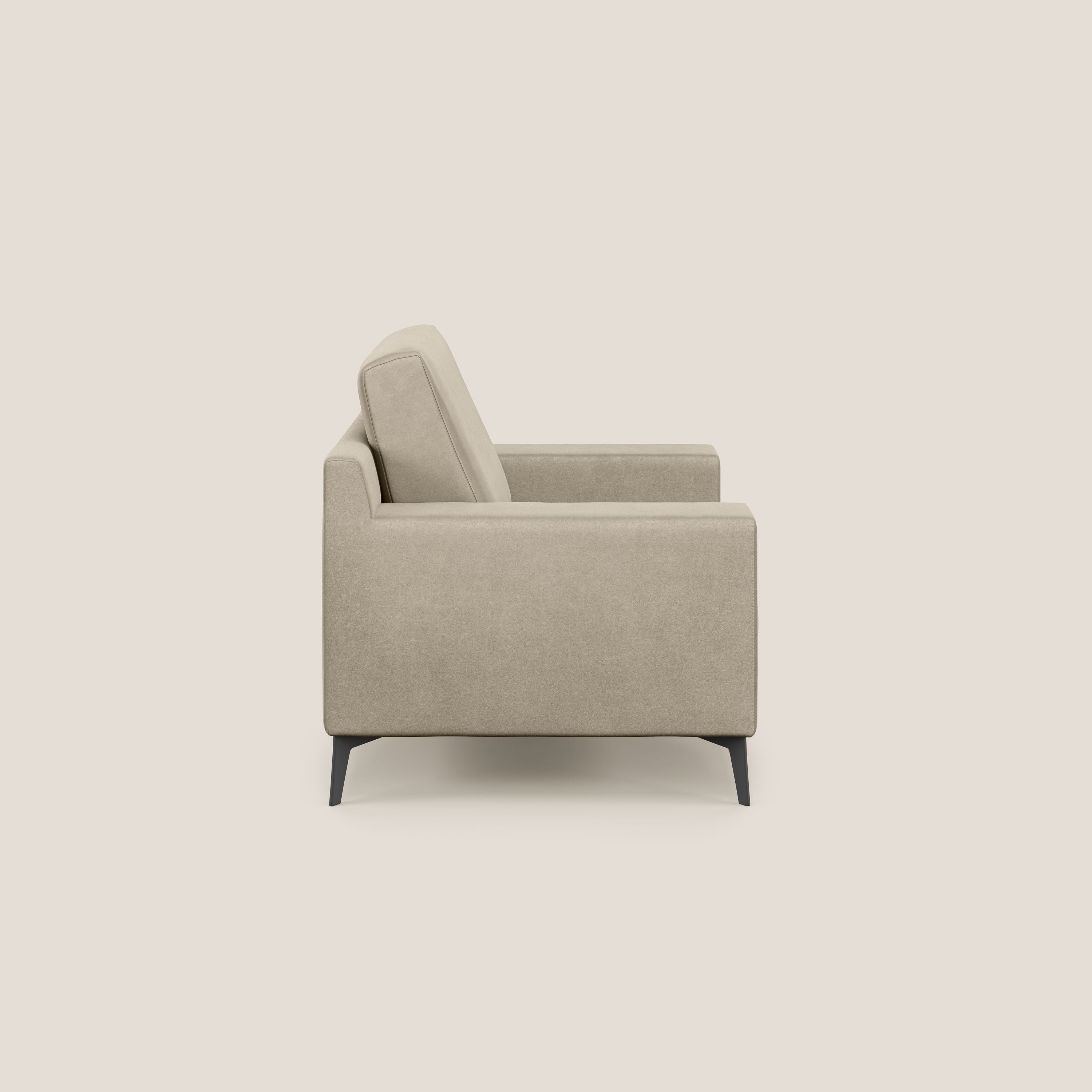 Prestige poltroncina moderna in microfibra smacchiabile T11 tortora - divani.store