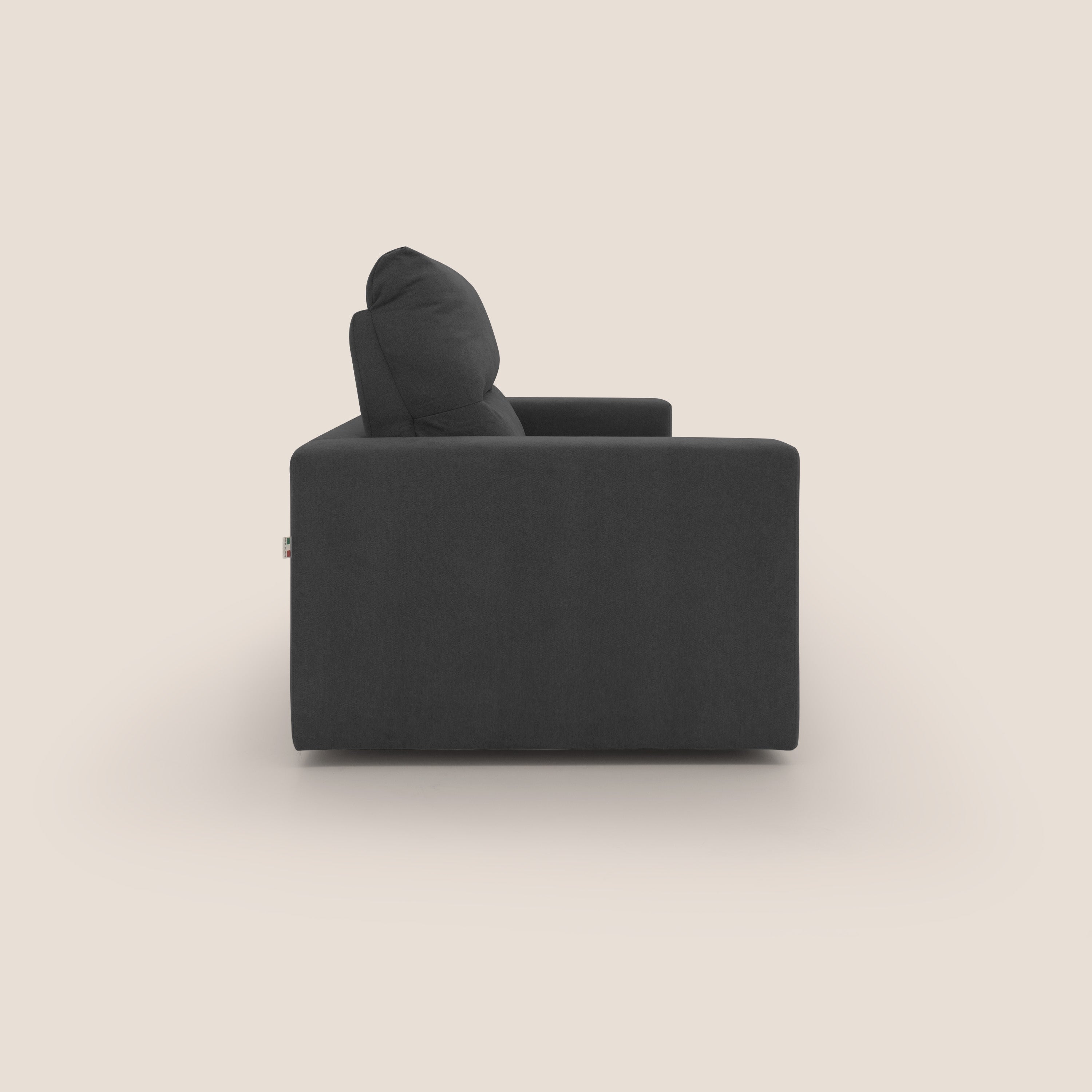 Paloma divano letto con materasso alto 18 cm con Aloe Vera in tessuto impermeabile nero - divani.store