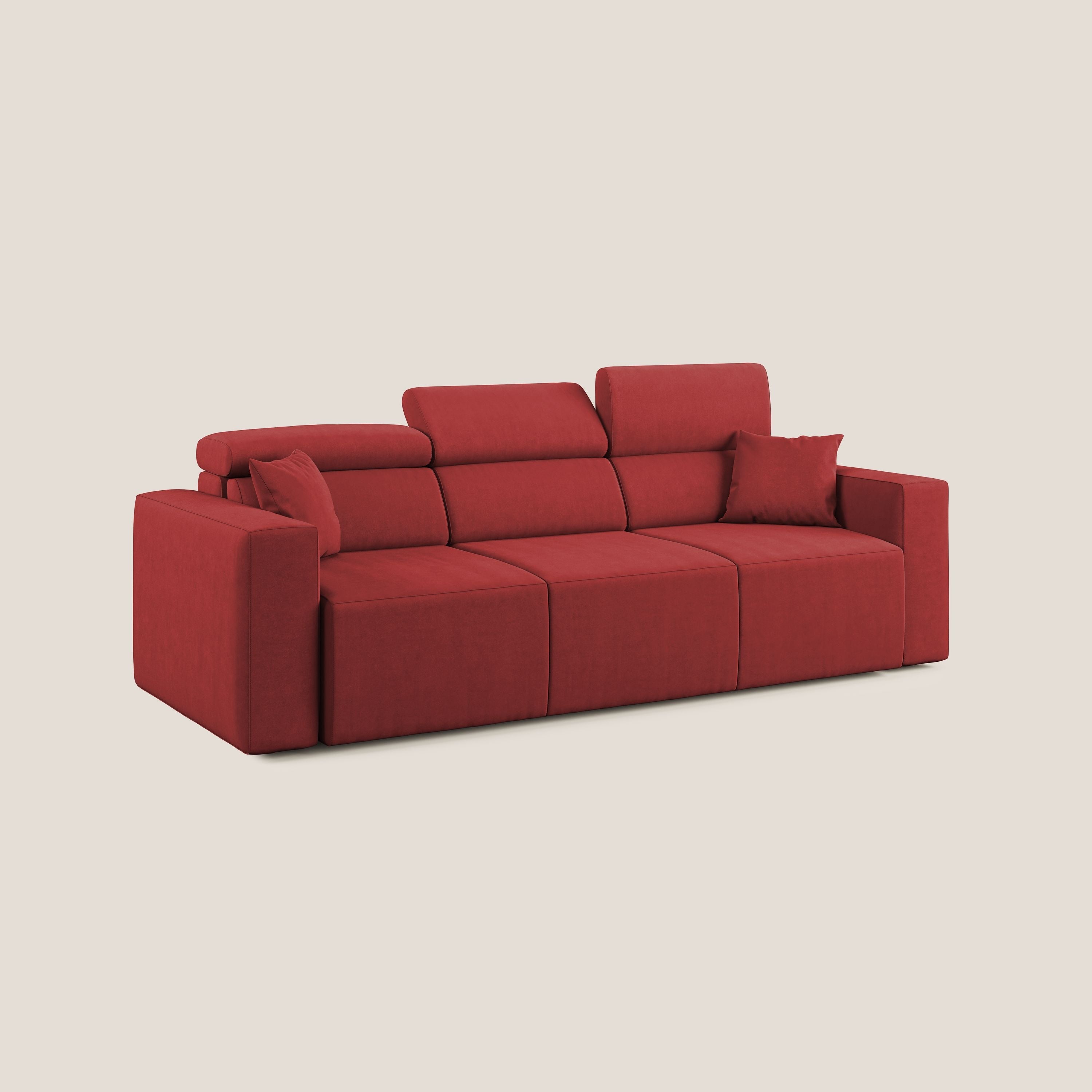 Orwell divano con 3 sedute estraibili in microfibra smacchiabile T11 rosso - divani.store