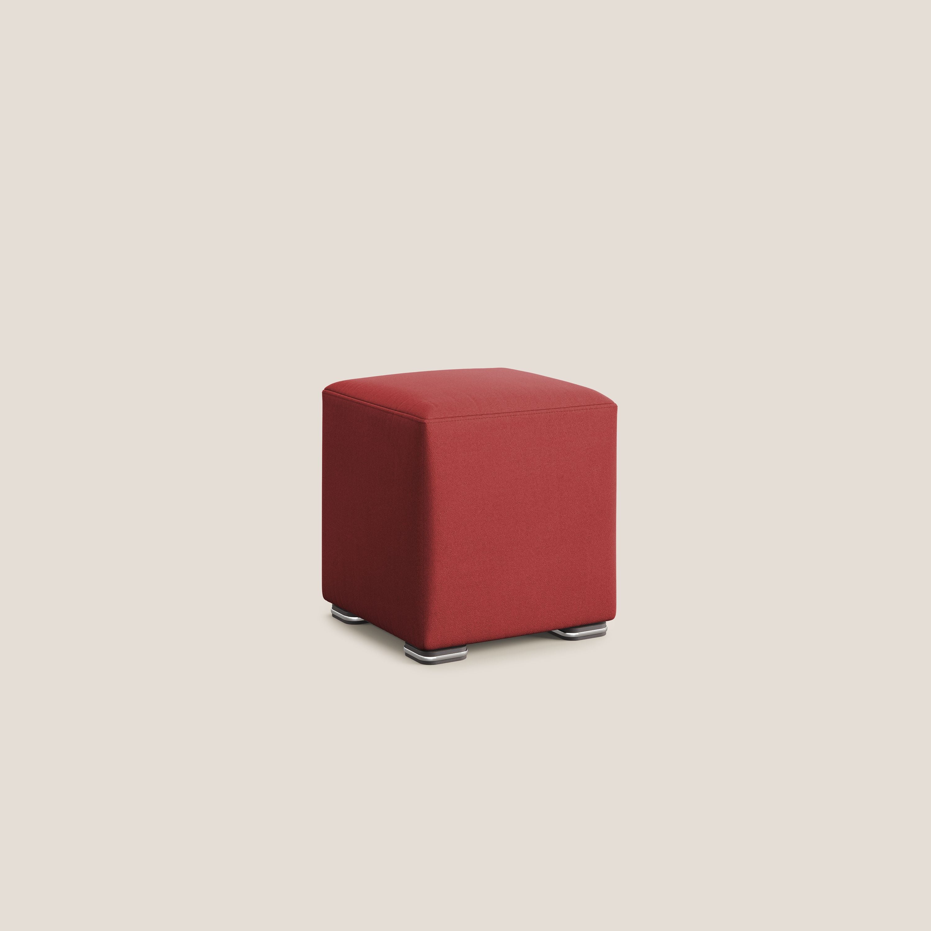 Cube pouf in microfibra smacchiabile T11 rosso - divani.store