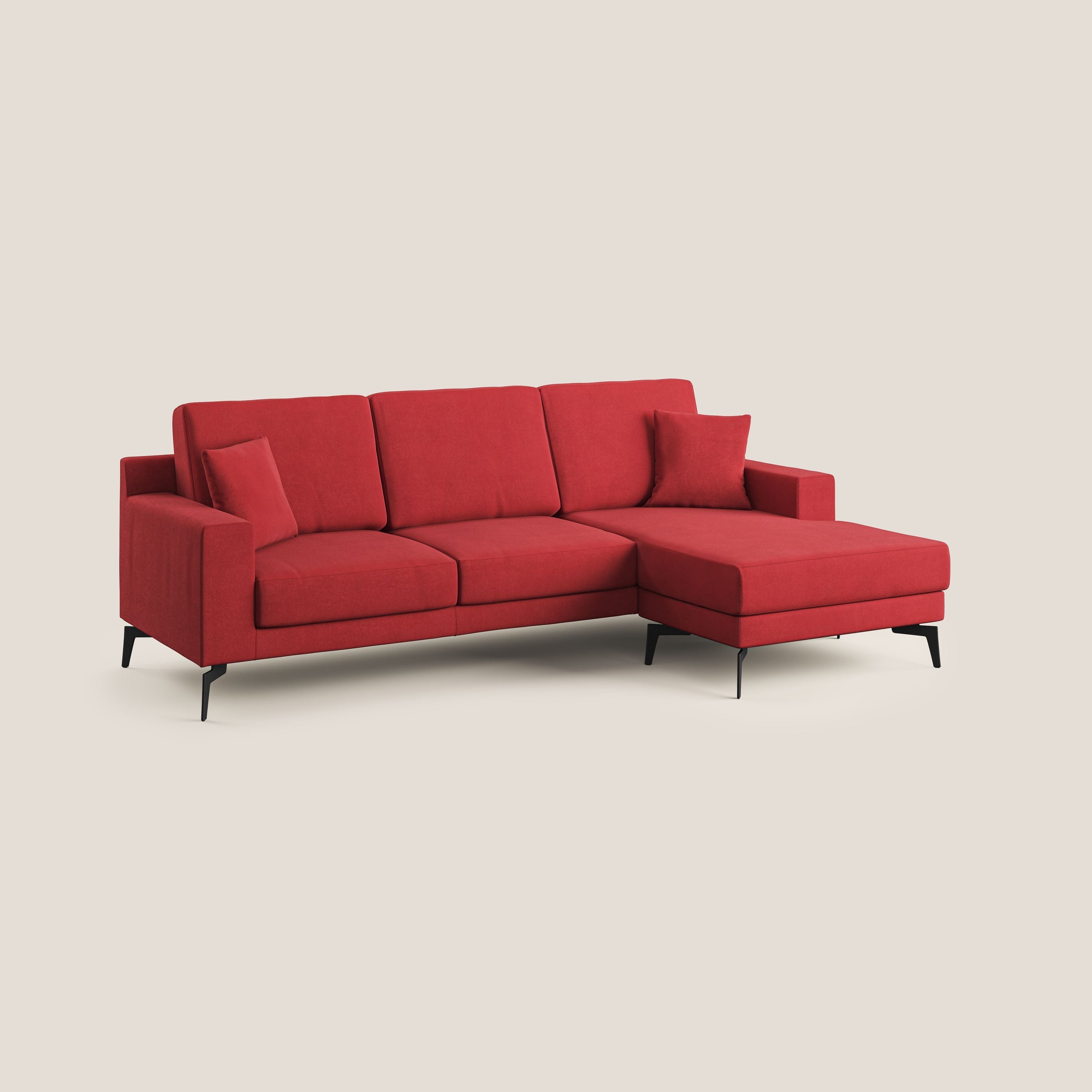 Prestige divano angolare reversibile in microfibra smacchiabile T11 rosso - divani.store