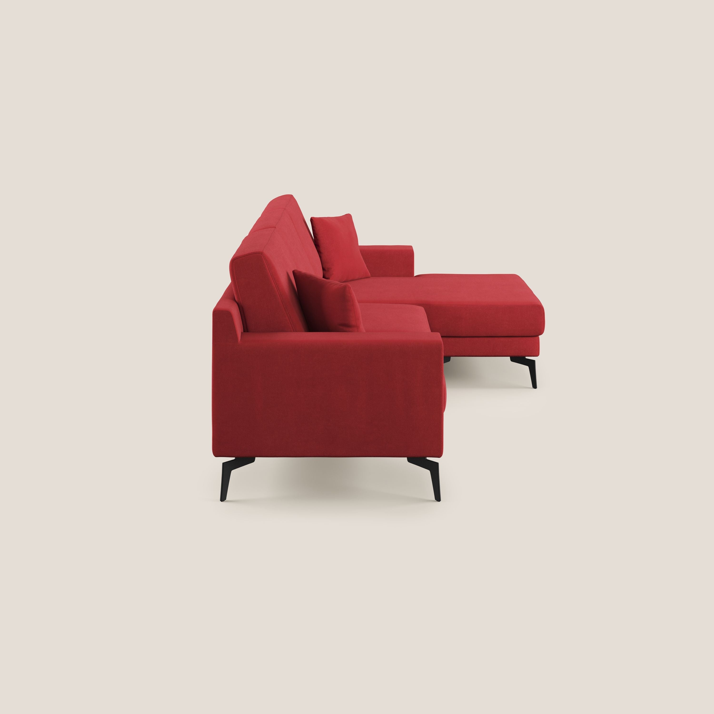Prestige divano angolare reversibile in microfibra smacchiabile T11 rosso - divani.store