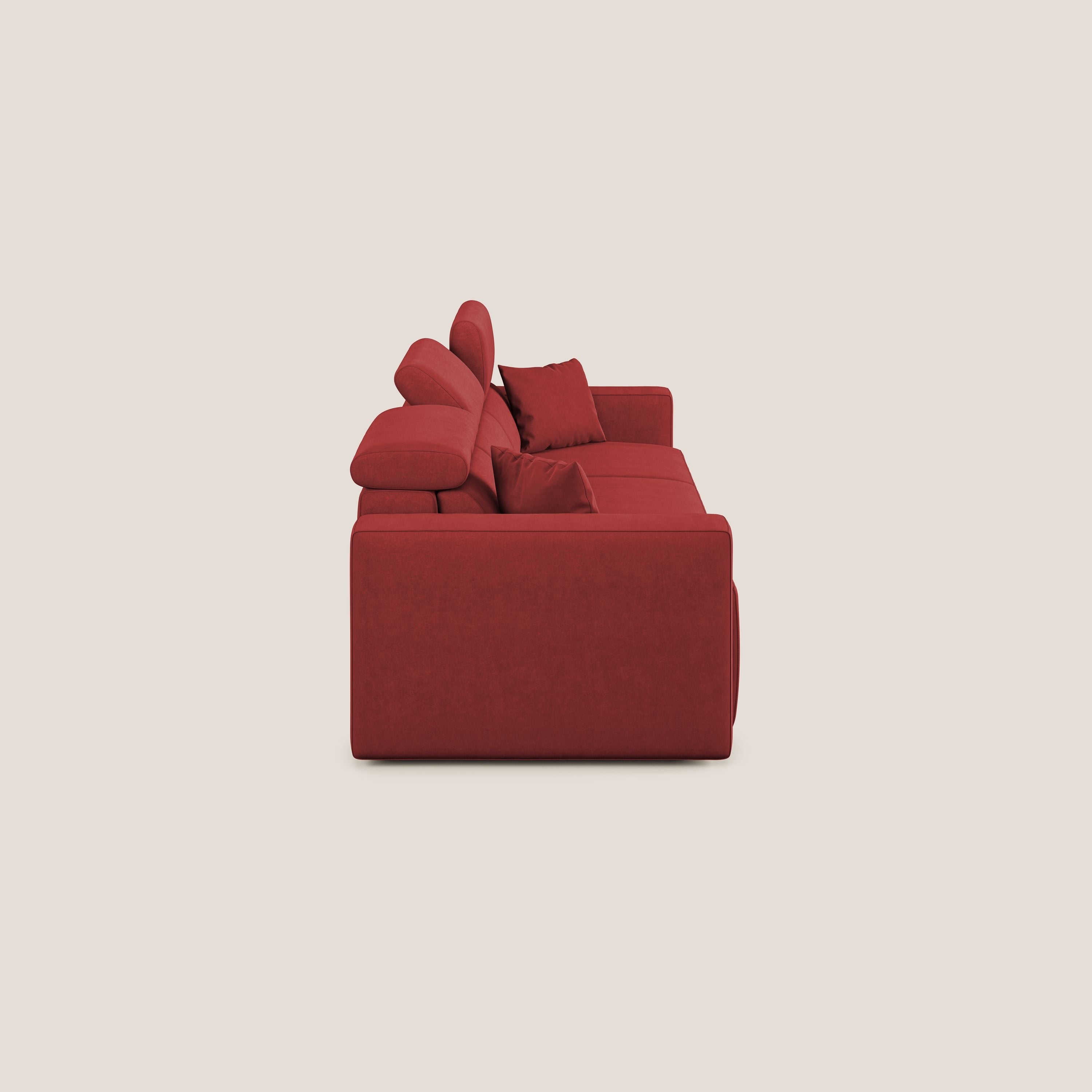 Orwell divano con 3 sedute estraibili in microfibra smacchiabile T11 rosso - divani.store