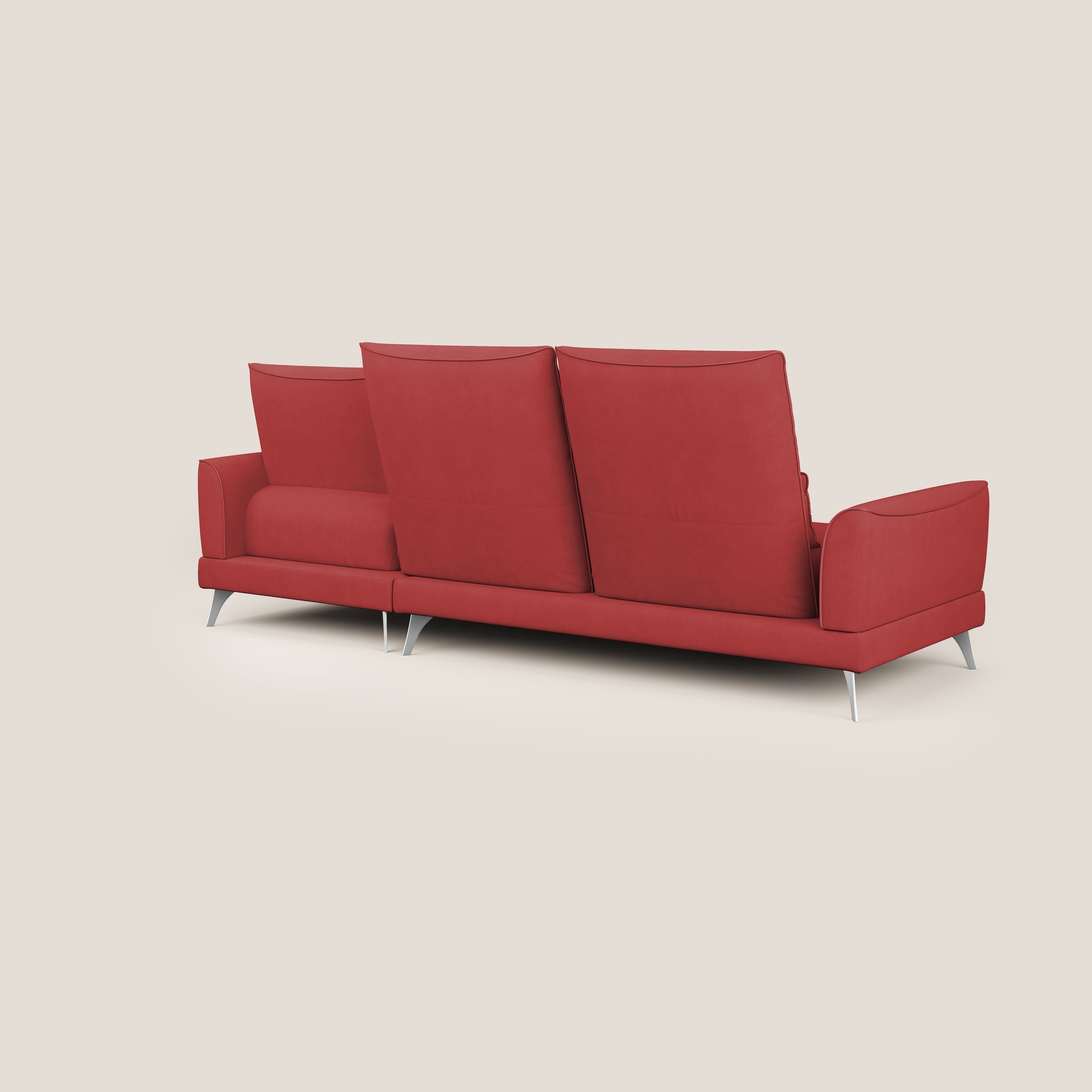 Tommy Divano angolare con relax e schienali traslanti in microfibra smacchiabile T11 rosso - divani.store