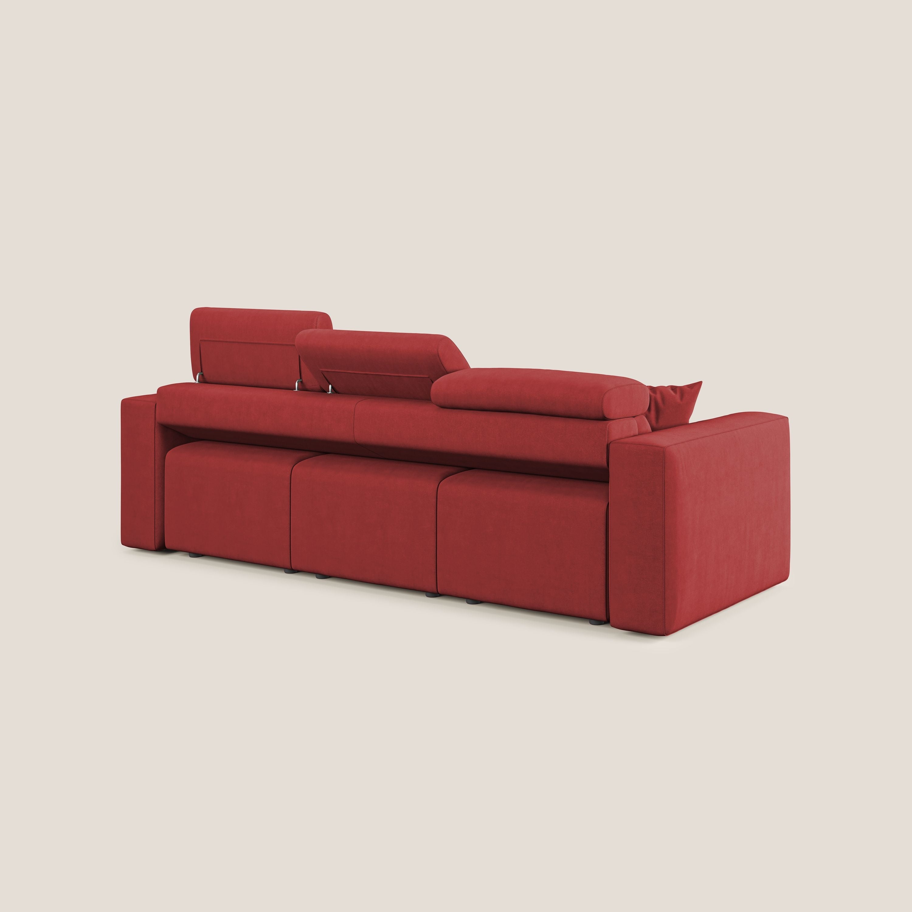 Orwell divano con 3 sedute estraibili in microfibra smacchiabile T11 rosso - divani.store