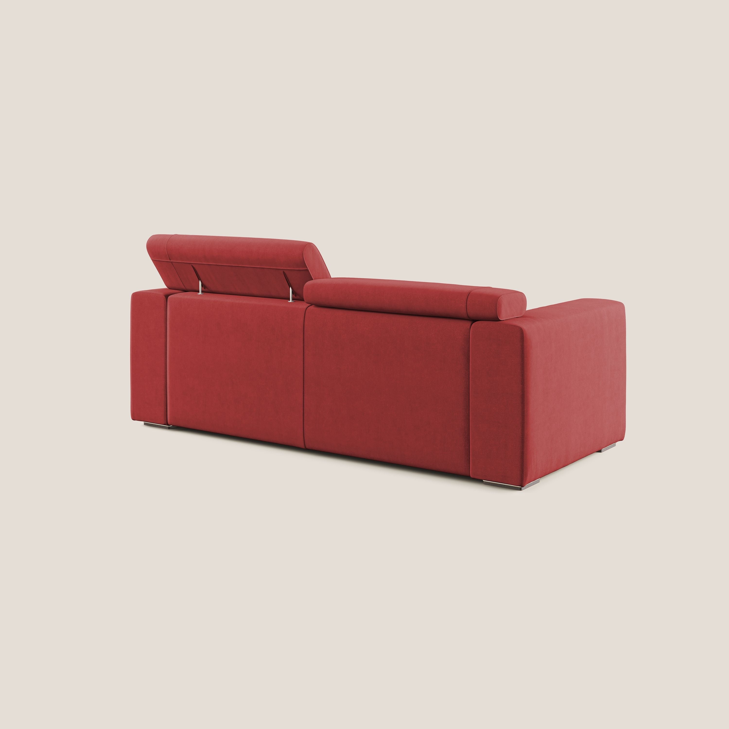 Vegas divano con poggiatesta reclinabili in microfibra smacchiabile T11 rosso - divani.store