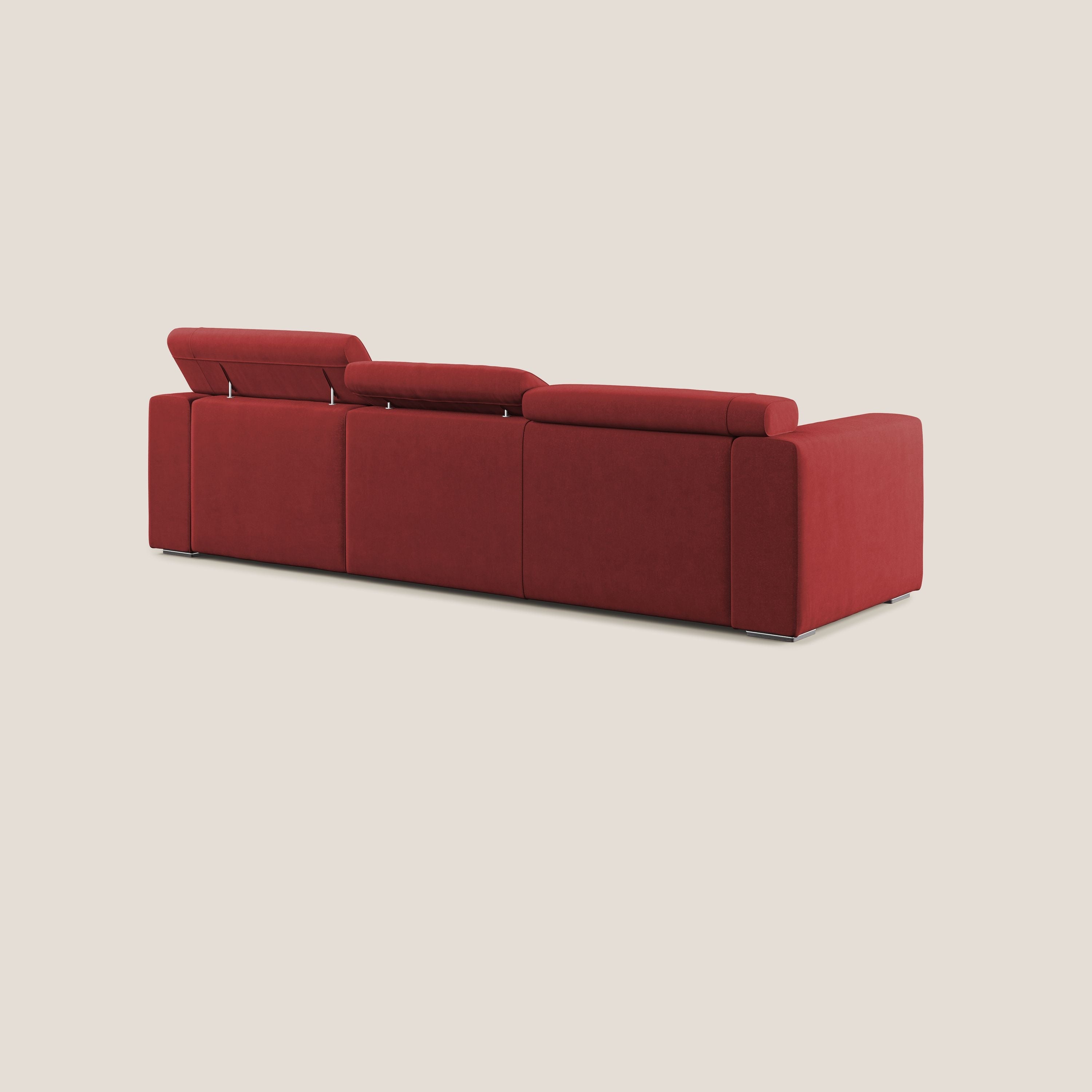 Vegas divano angolare con poggiatesta reclinabili in microfibra impermeabile T11 rosso - divani.store