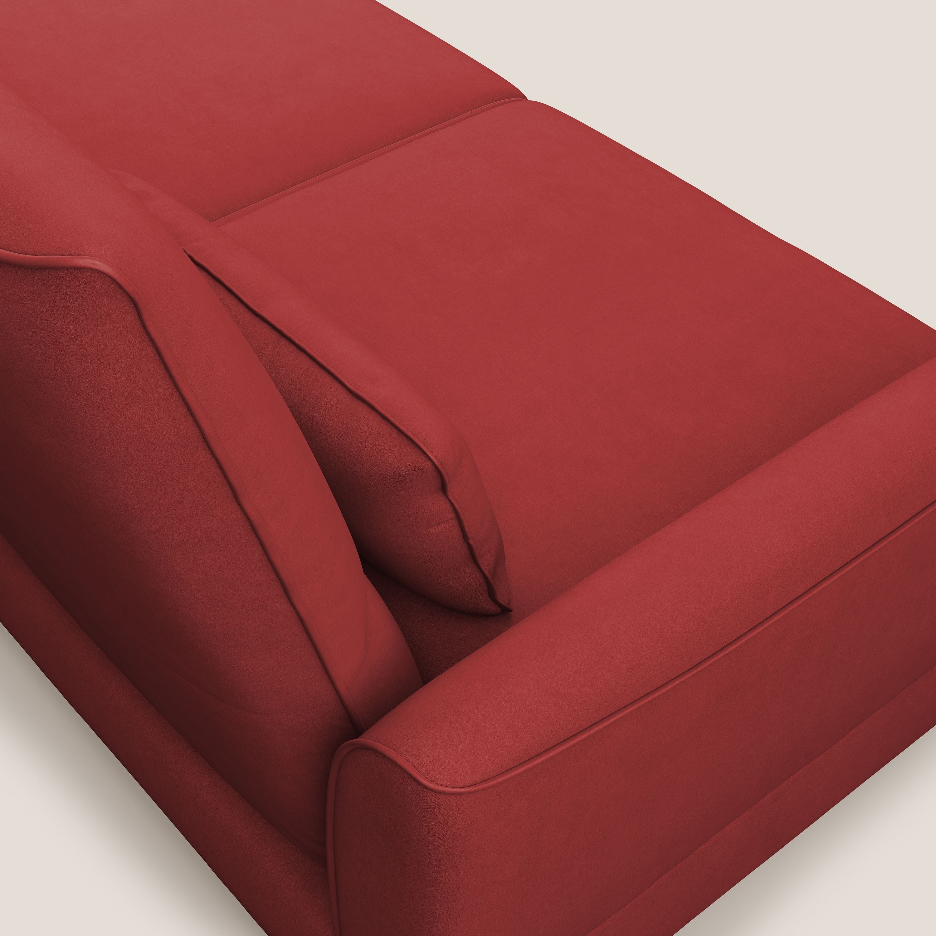 Tommy Divano angolare con relax e schienali traslanti in microfibra smacchiabile T11 rosso - divani.store