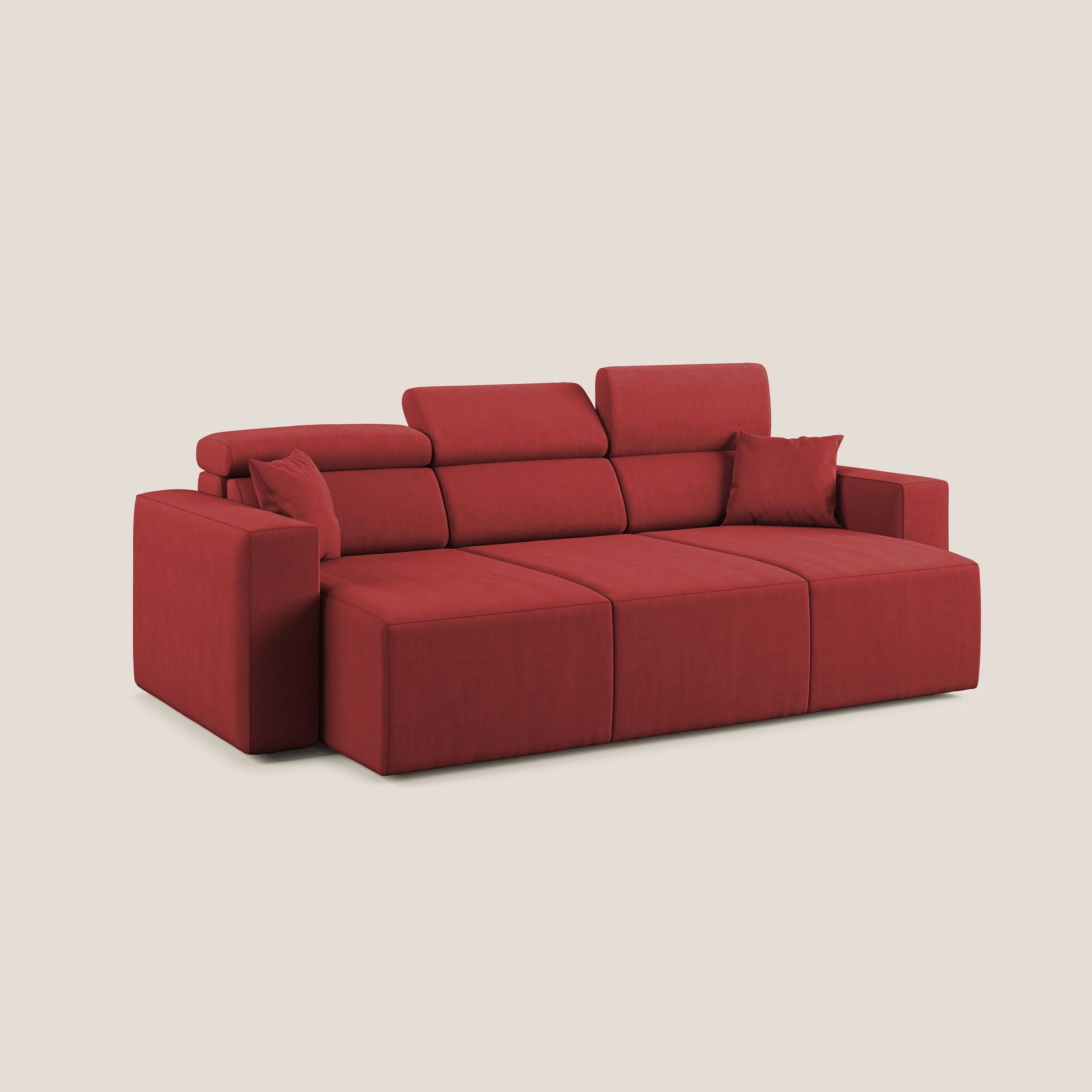 Orwell divano con 3 sedute estraibili in microfibra smacchiabile T11 rosso - divani.store