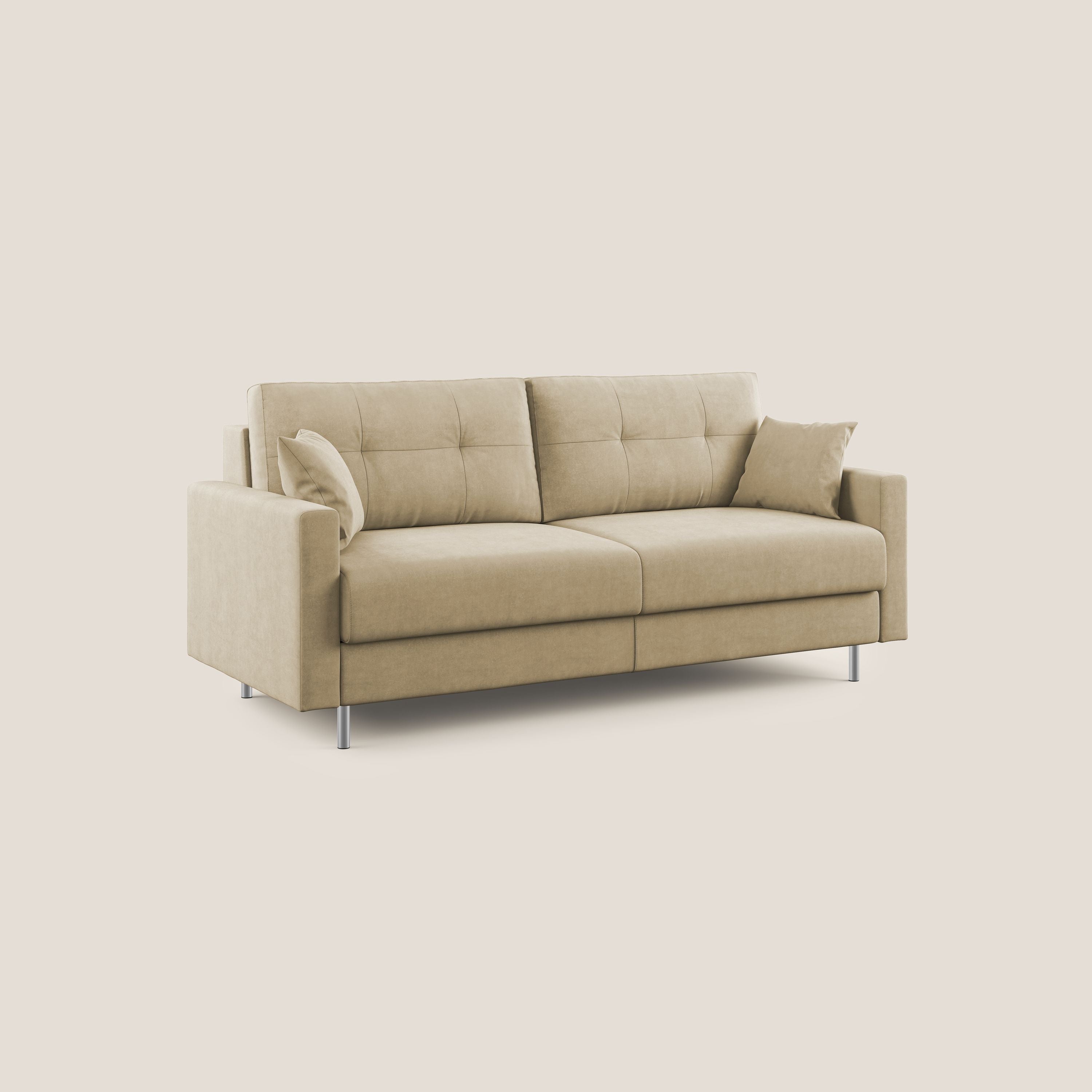 Megan divano letto matrimoniale in microfibra smacchiabile T11 beige - divani.store
