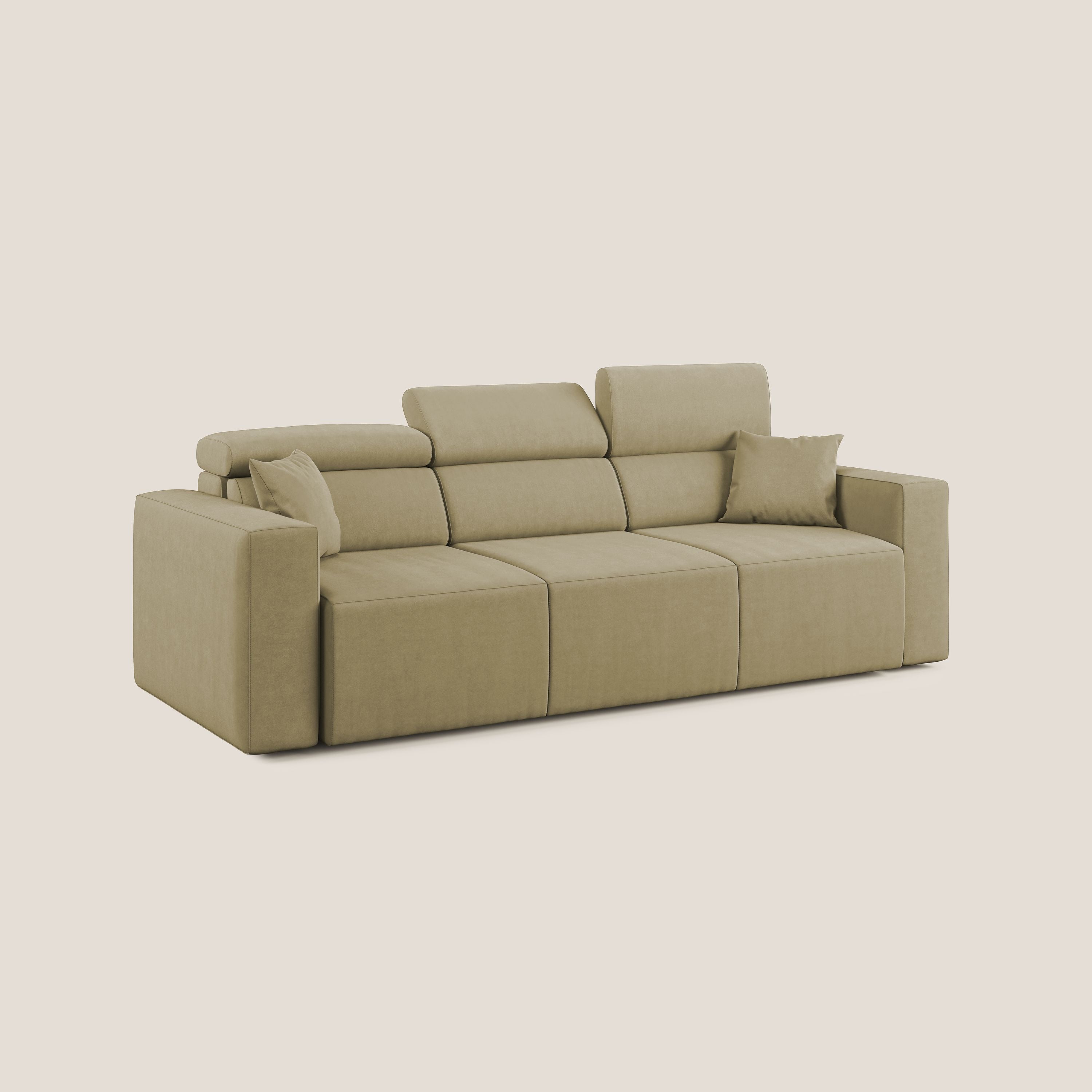 Orwell divano con 3 sedute estraibili in microfibra smacchiabile T11 beige - divani.store