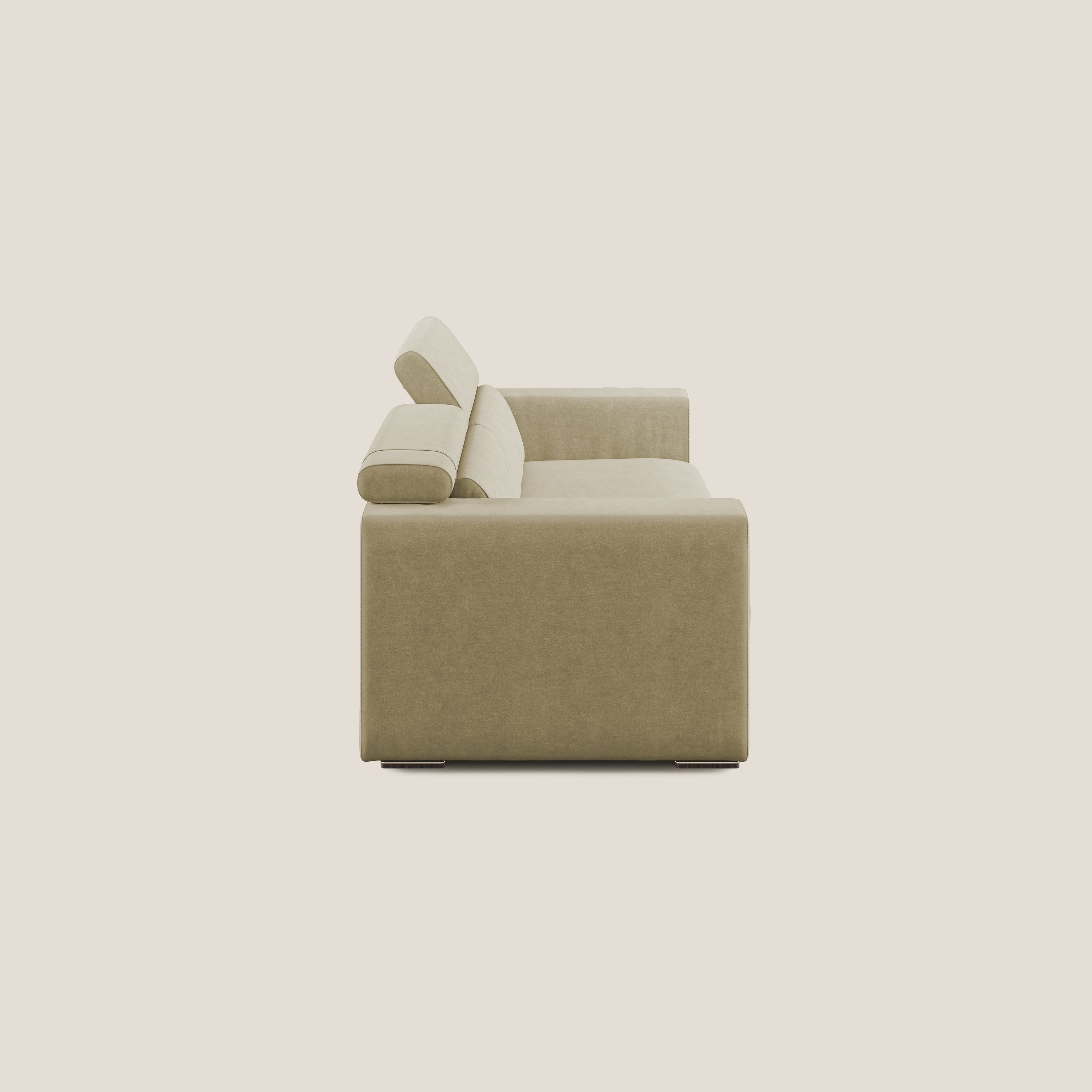 Vegas divano con poggiatesta reclinabili in microfibra smacchiabile T11 beige - divani.store